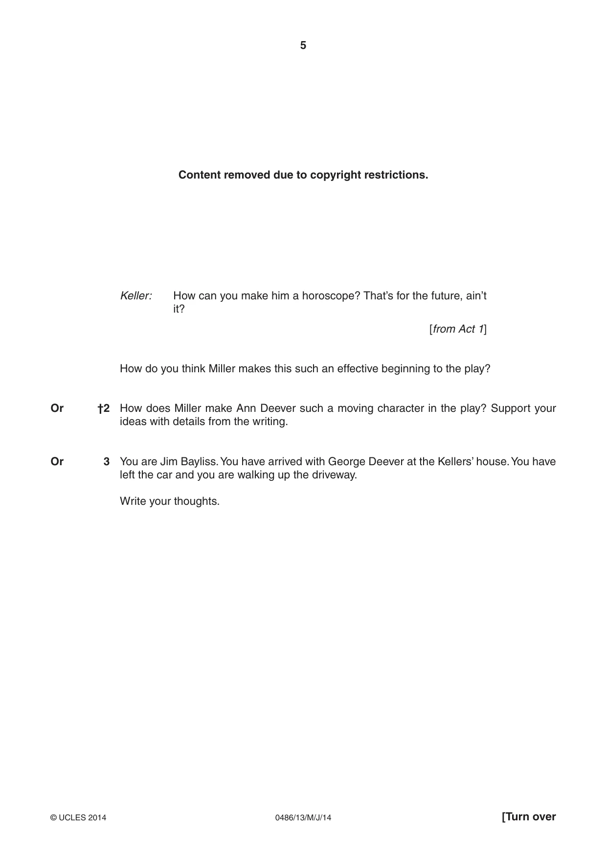 Cambridge IGCSE English - Literature 0486 2014 May/June Paper 1 · Variant 3 question paper, page 5 of 28