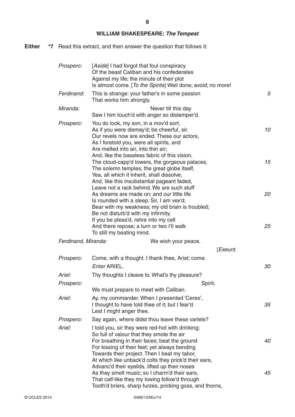 Cambridge IGCSE English - Literature 0486 2014 May/June Paper 1 · Variant 3 question paper, page 8 of 28