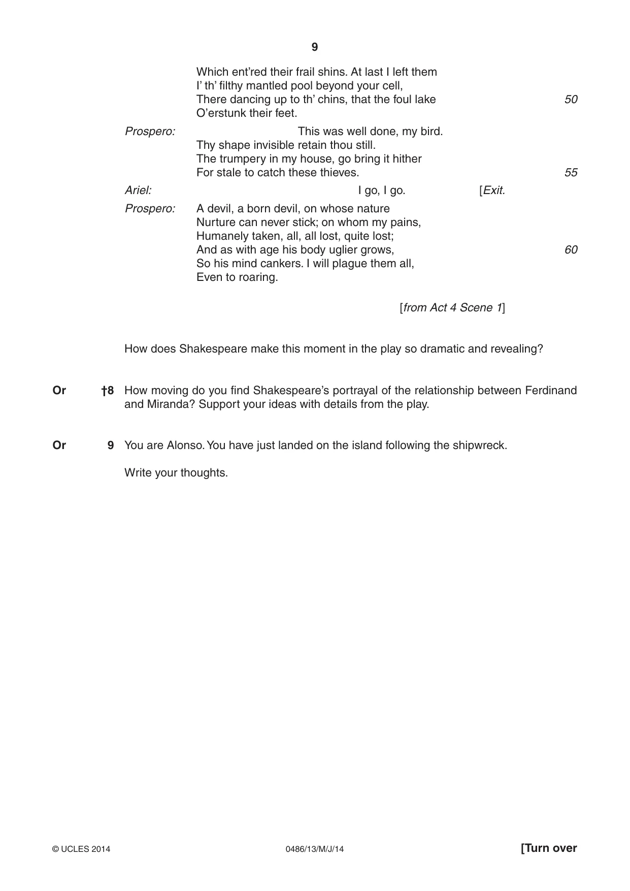 Cambridge IGCSE English - Literature 0486 2014 May/June Paper 1 · Variant 3 question paper, page 9 of 28