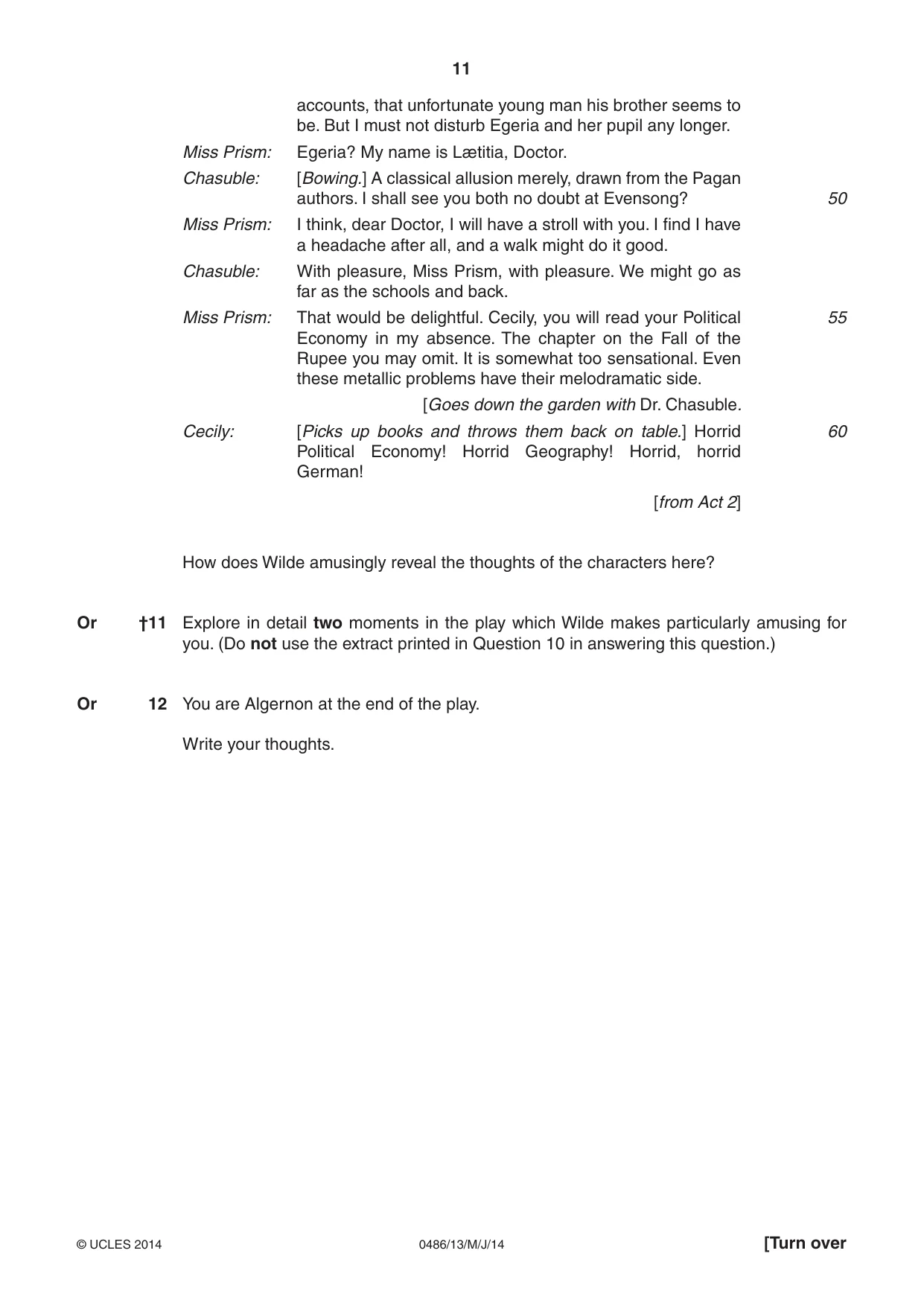 Cambridge IGCSE English - Literature 0486 2014 May/June Paper 1 · Variant 3 question paper, page 11 of 28