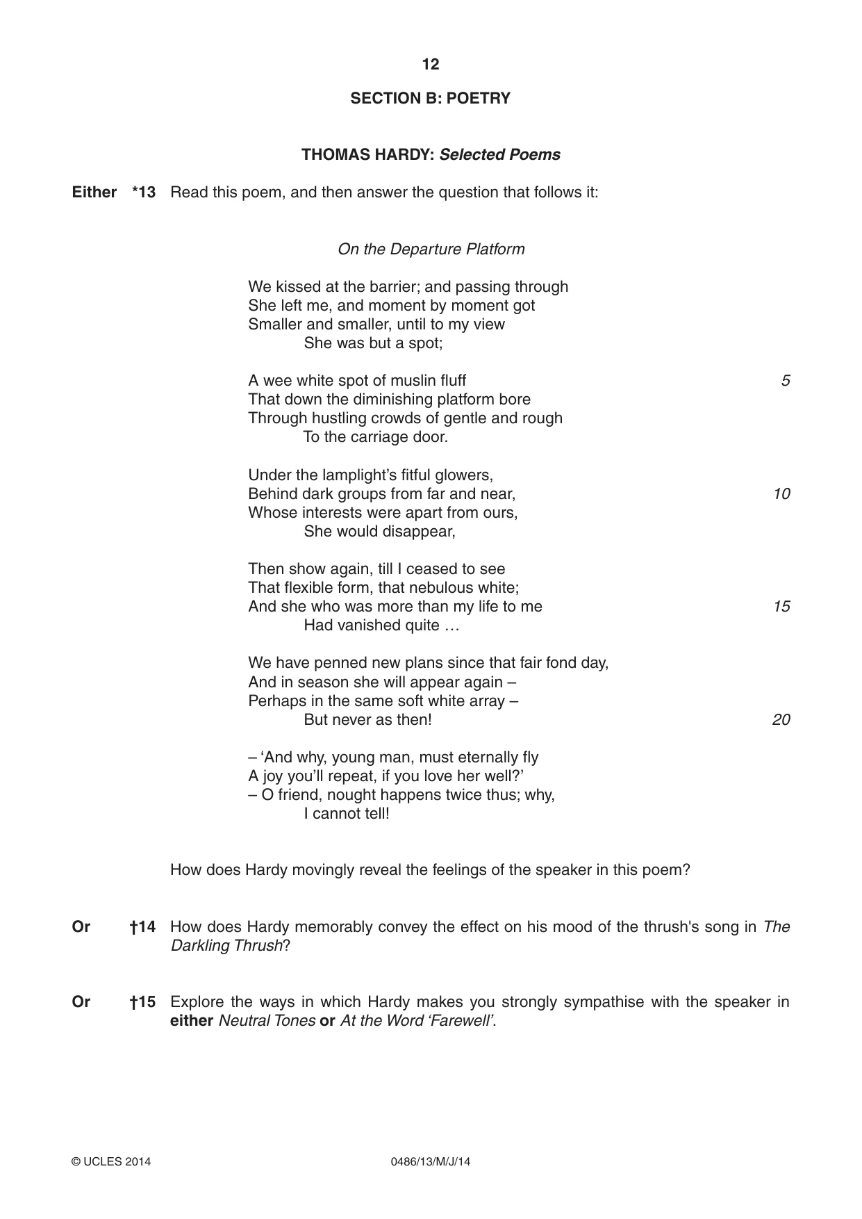 Cambridge IGCSE English - Literature 0486 2014 May/June Paper 1 · Variant 3 question paper, page 12 of 28