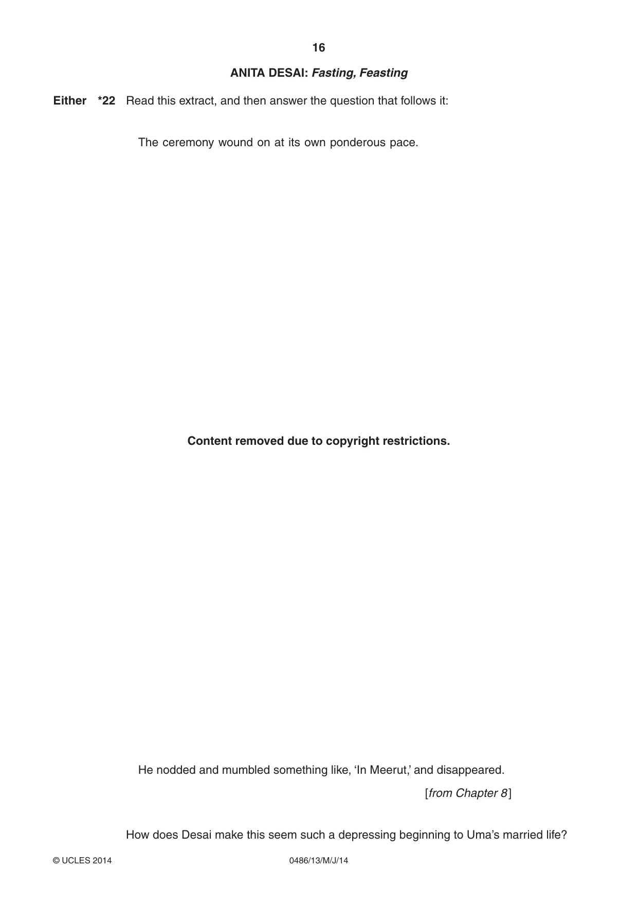 Cambridge IGCSE English - Literature 0486 2014 May/June Paper 1 · Variant 3 question paper, page 16 of 28