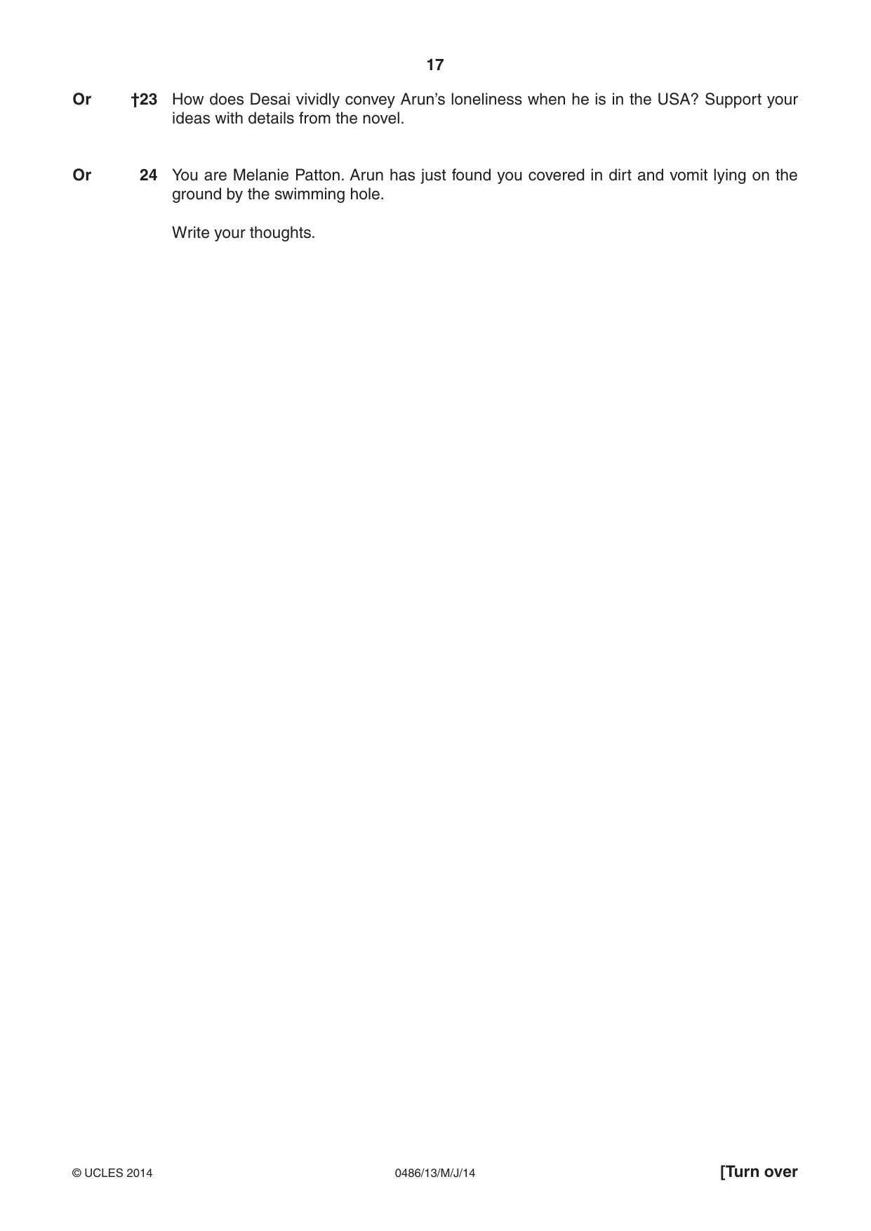 Cambridge IGCSE English - Literature 0486 2014 May/June Paper 1 · Variant 3 question paper, page 17 of 28