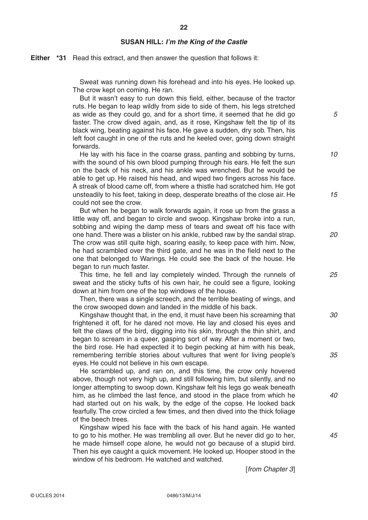 Cambridge IGCSE English - Literature 0486 2014 May/June Paper 1 · Variant 3 question paper, page 22 of 28