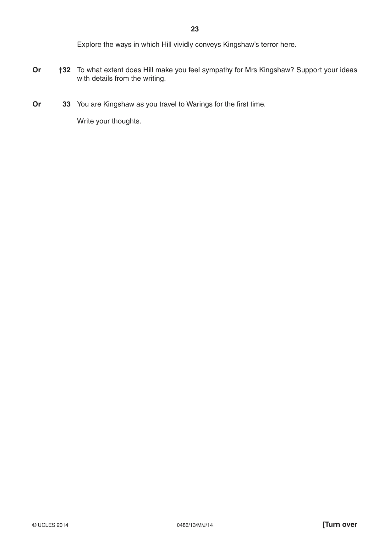 Cambridge IGCSE English - Literature 0486 2014 May/June Paper 1 · Variant 3 question paper, page 23 of 28