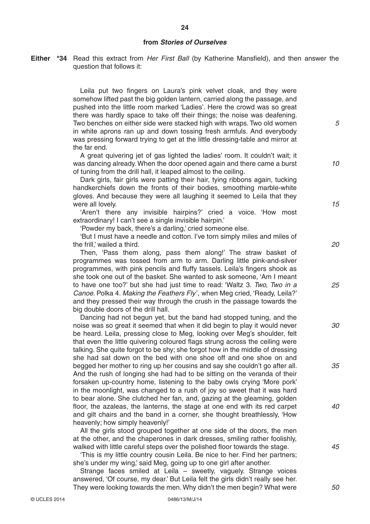 Cambridge IGCSE English - Literature 0486 2014 May/June Paper 1 · Variant 3 question paper, page 24 of 28