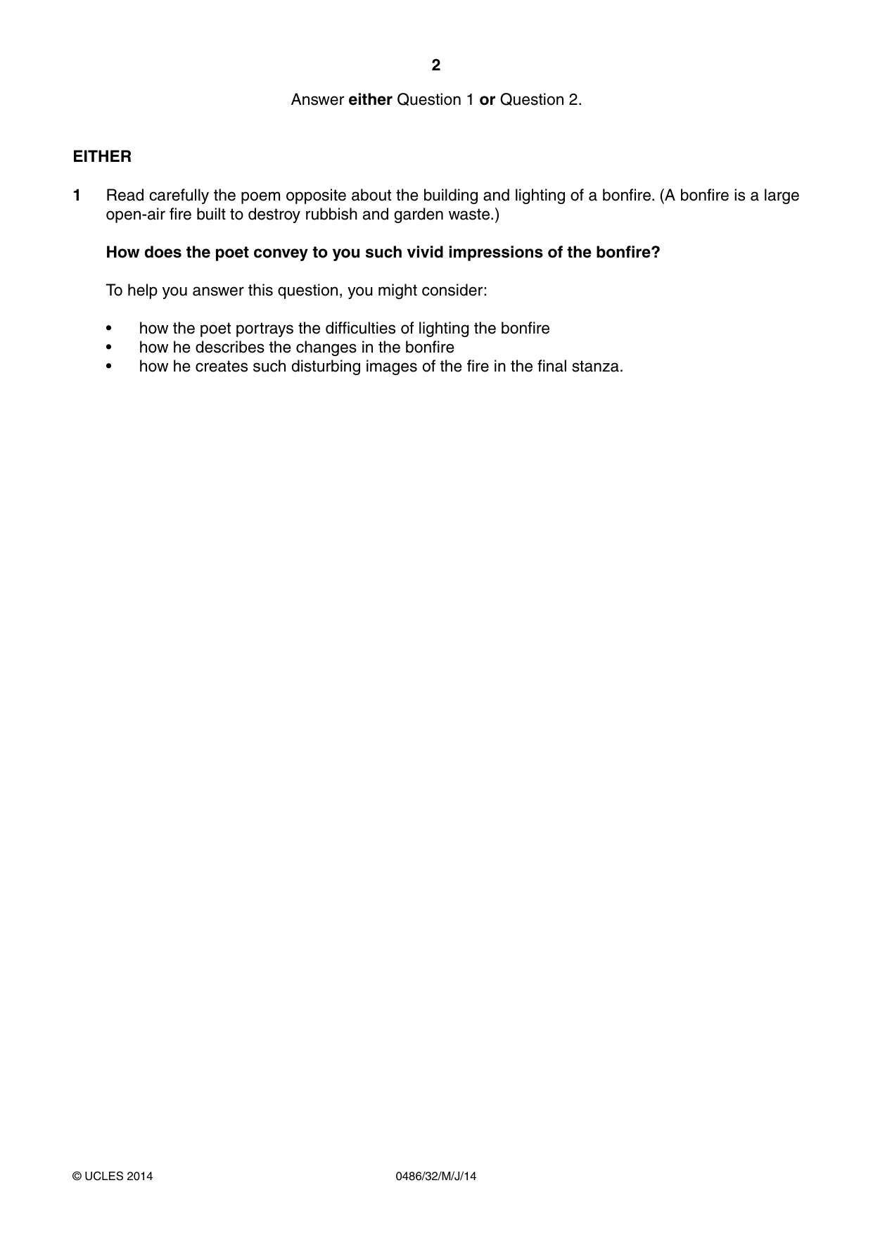 Cambridge IGCSE English - Literature 0486 2014 May/June Paper 3 · Variant 2 question paper, page 2 of 8