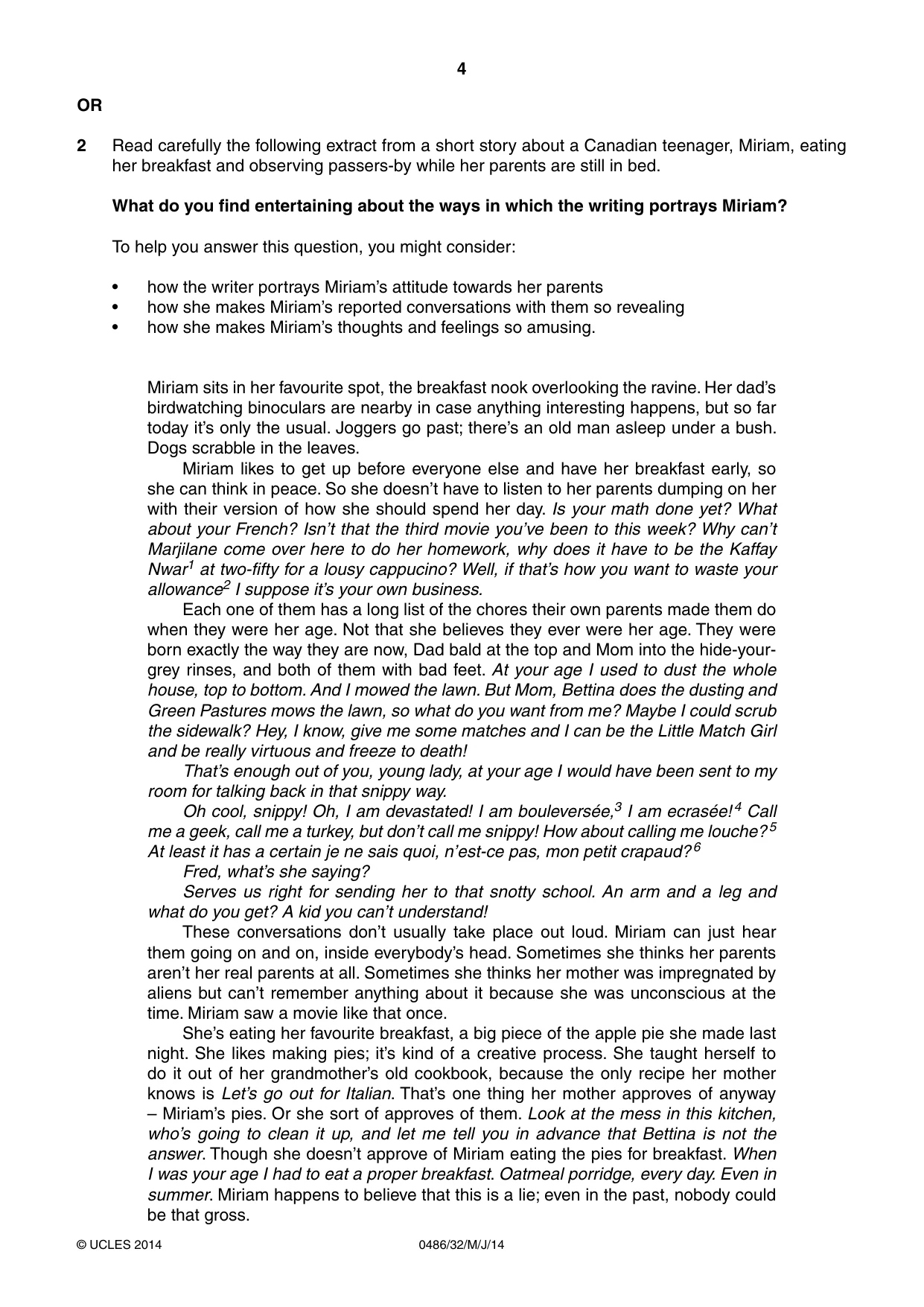 Cambridge IGCSE English - Literature 0486 2014 May/June Paper 3 · Variant 2 question paper, page 4 of 8