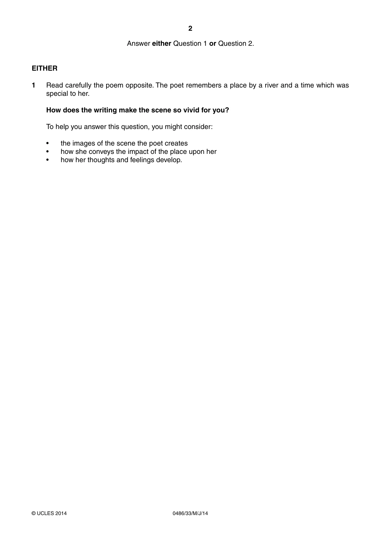 Cambridge IGCSE English - Literature 0486 2014 May/June Paper 3 · Variant 3 question paper, page 2 of 8