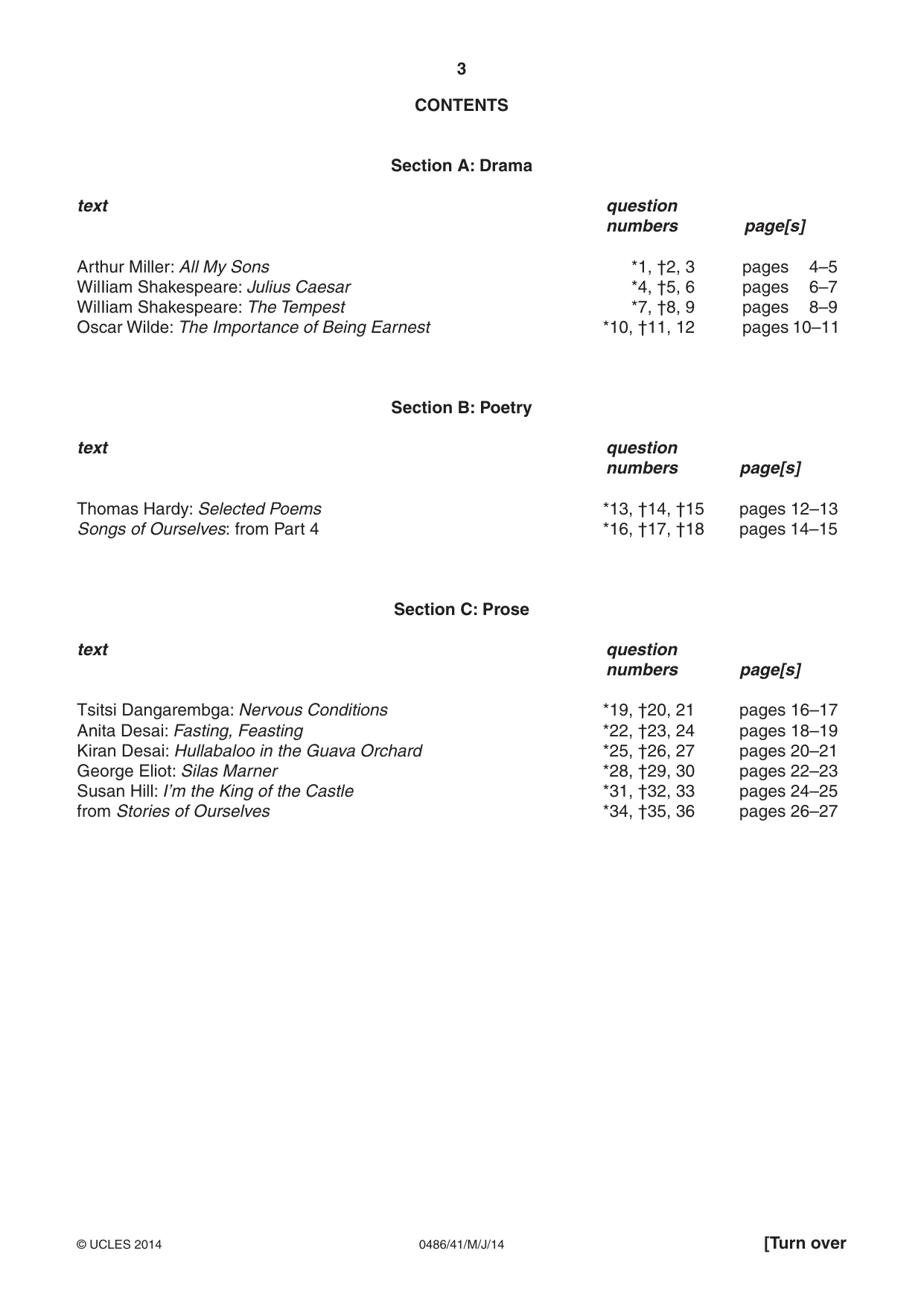 Cambridge IGCSE English - Literature 0486 2014 May/June Paper 4 · Variant 1 question paper, page 3 of 28