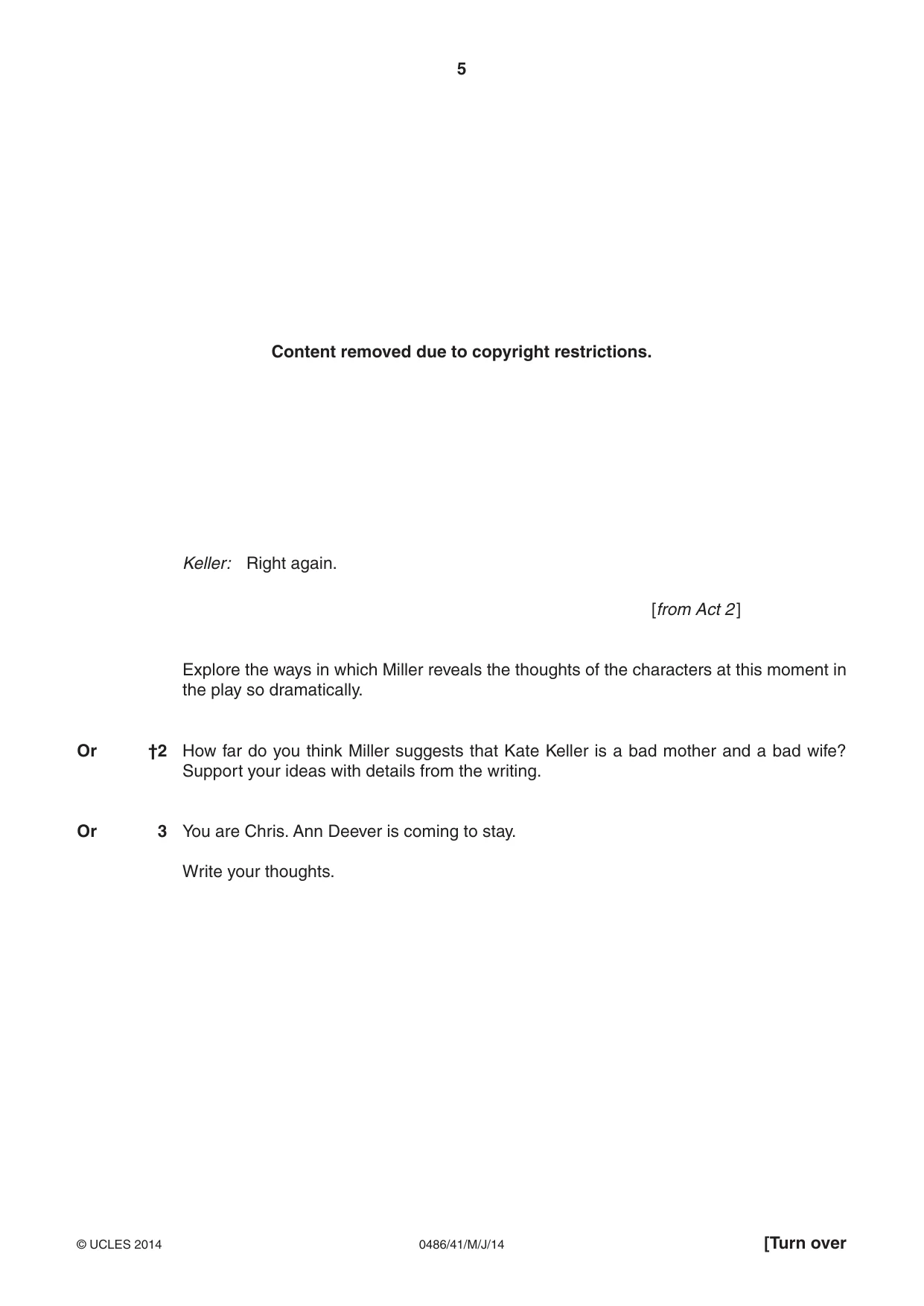Cambridge IGCSE English - Literature 0486 2014 May/June Paper 4 · Variant 1 question paper, page 5 of 28