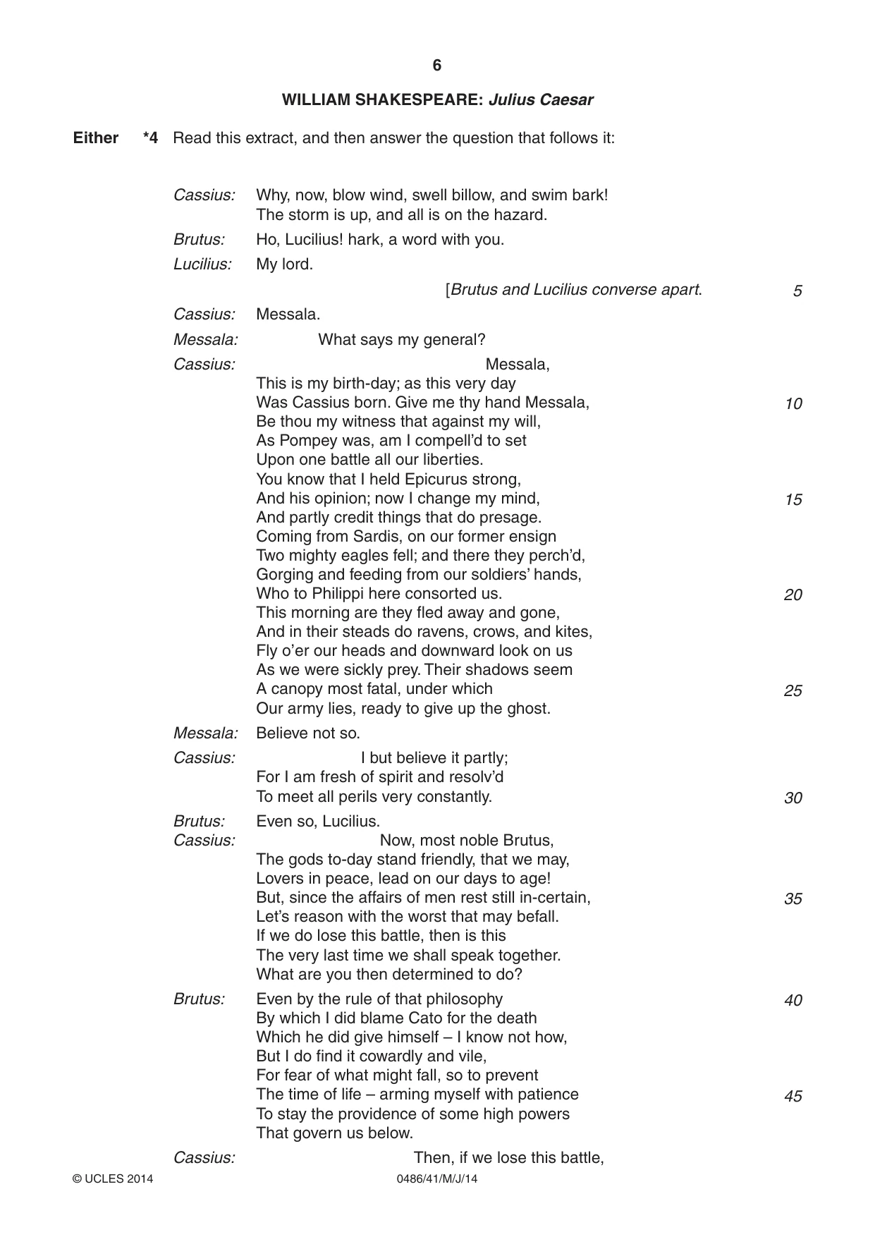 Cambridge IGCSE English - Literature 0486 2014 May/June Paper 4 · Variant 1 question paper, page 6 of 28