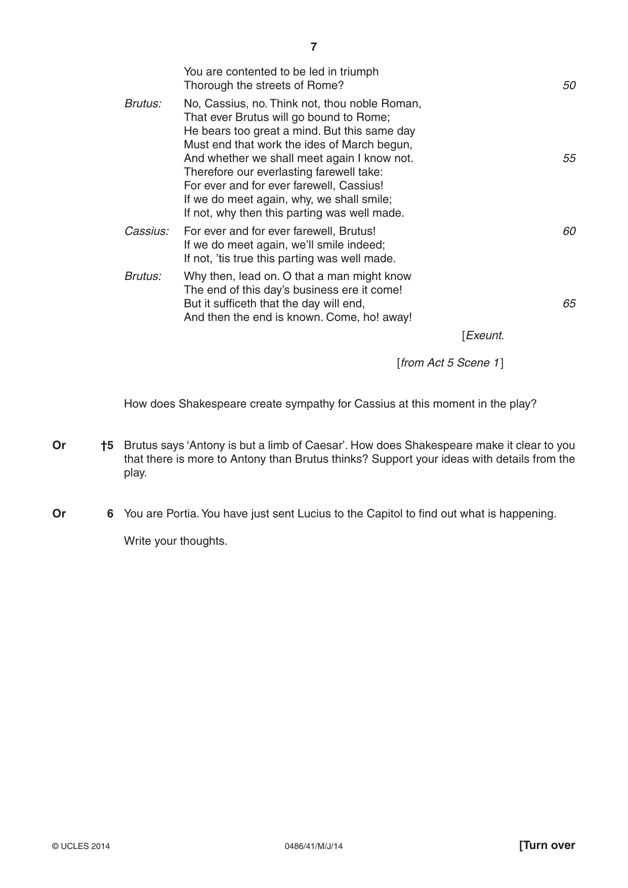 Cambridge IGCSE English - Literature 0486 2014 May/June Paper 4 · Variant 1 question paper, page 7 of 28