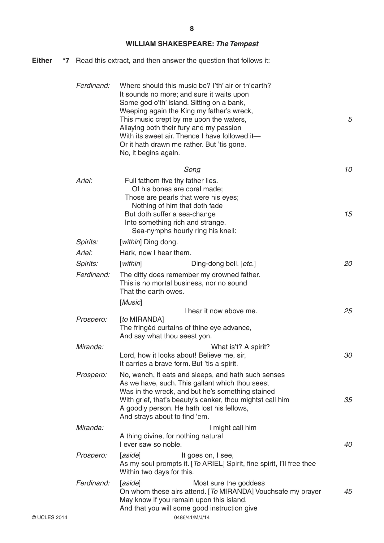 Cambridge IGCSE English - Literature 0486 2014 May/June Paper 4 · Variant 1 question paper, page 8 of 28