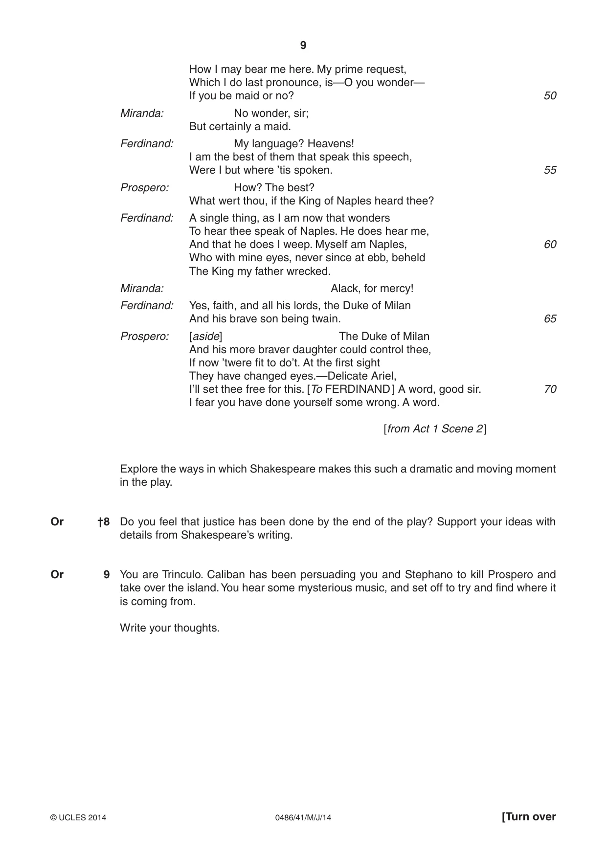Cambridge IGCSE English - Literature 0486 2014 May/June Paper 4 · Variant 1 question paper, page 9 of 28