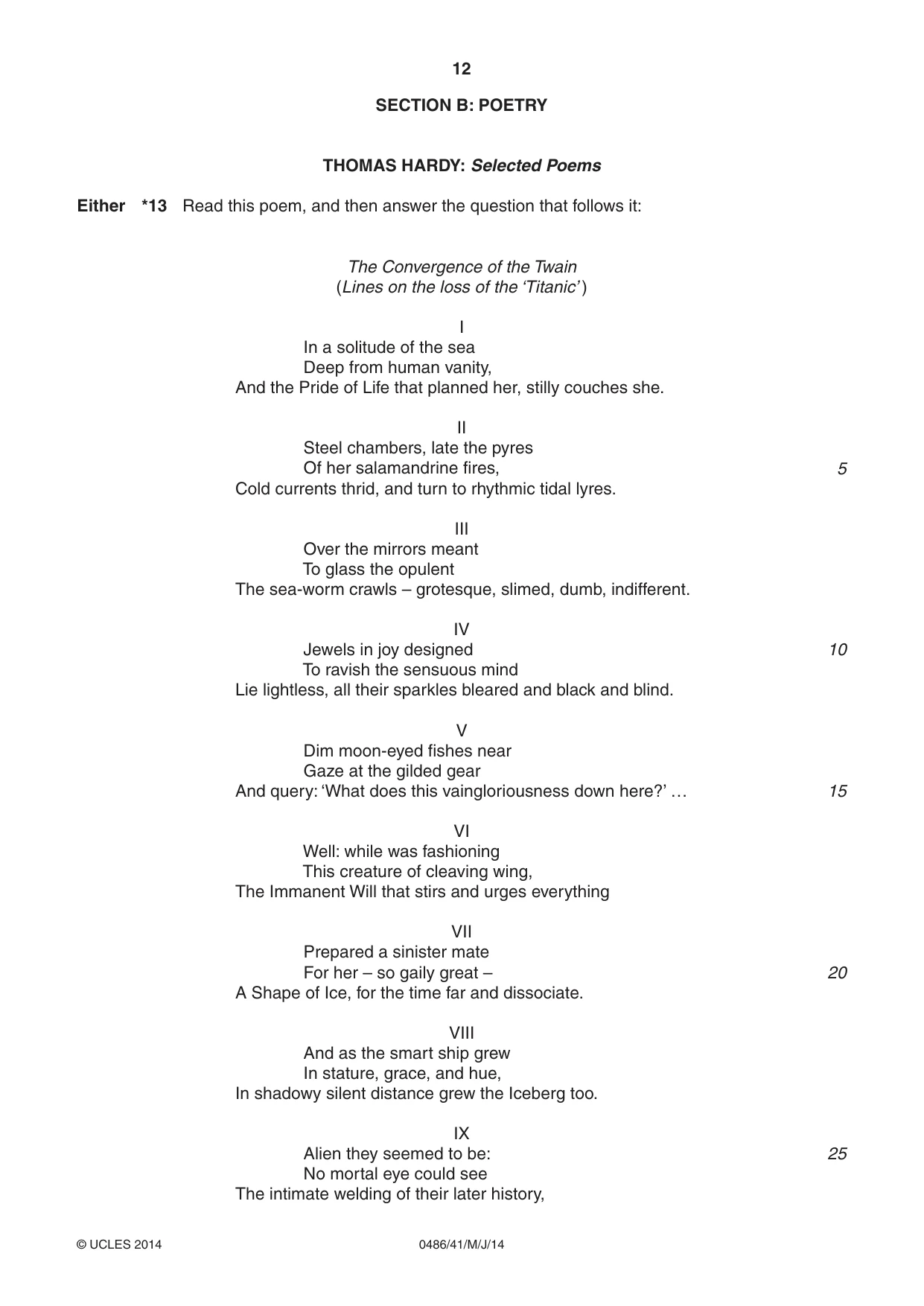 Cambridge IGCSE English - Literature 0486 2014 May/June Paper 4 · Variant 1 question paper, page 12 of 28
