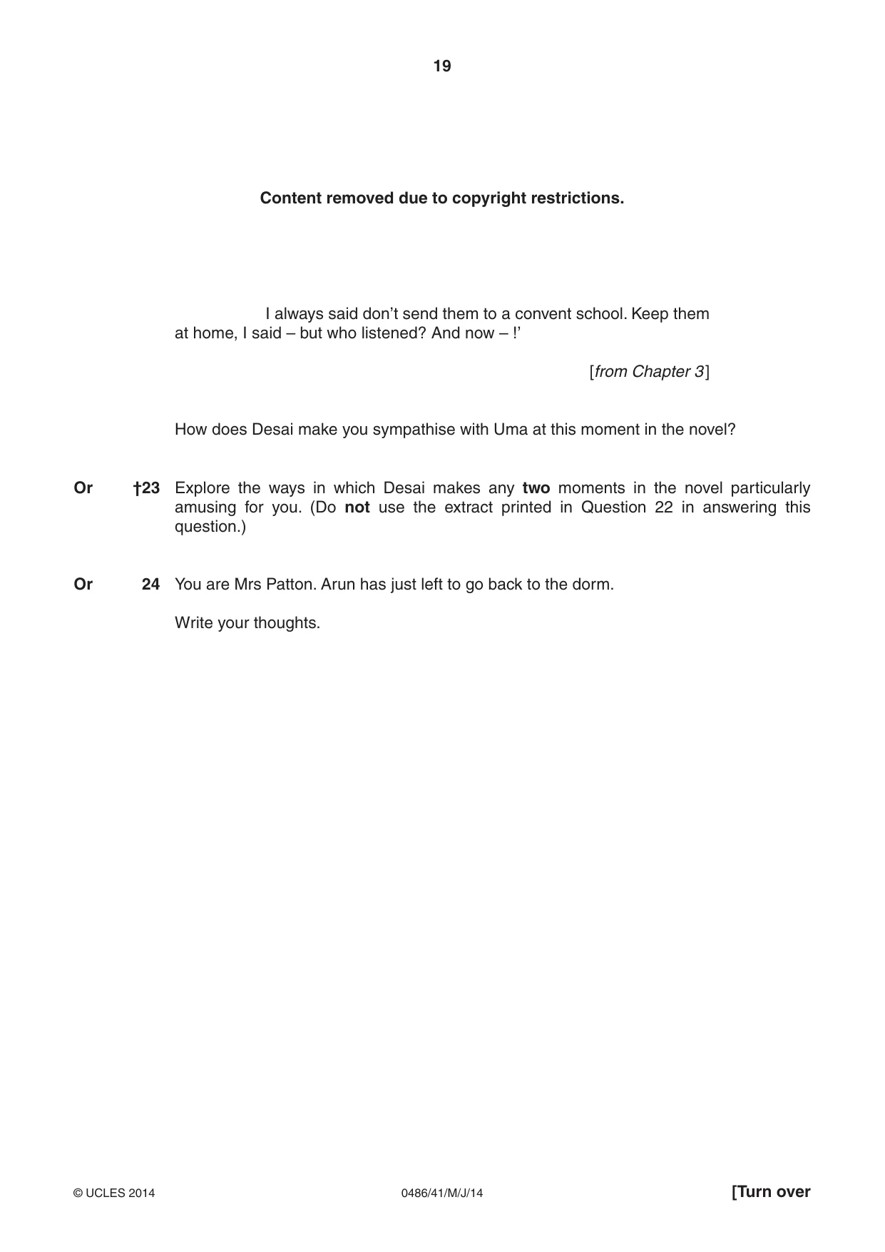 Cambridge IGCSE English - Literature 0486 2014 May/June Paper 4 · Variant 1 question paper, page 19 of 28