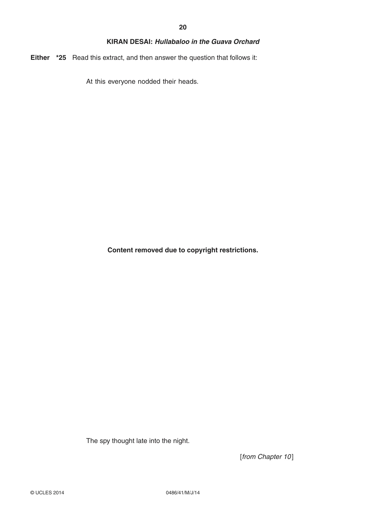 Cambridge IGCSE English - Literature 0486 2014 May/June Paper 4 · Variant 1 question paper, page 20 of 28