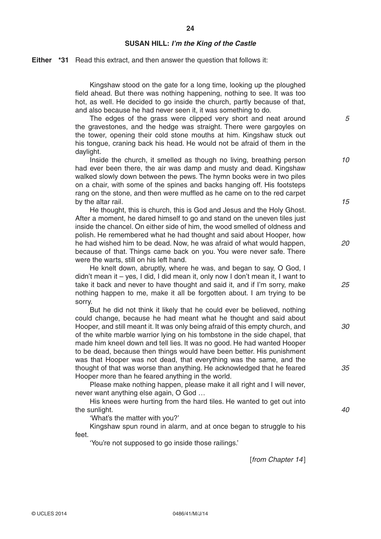 Cambridge IGCSE English - Literature 0486 2014 May/June Paper 4 · Variant 1 question paper, page 24 of 28