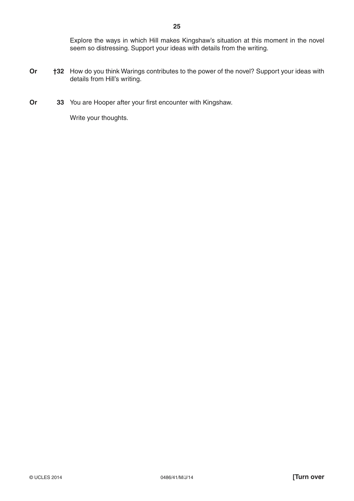 Cambridge IGCSE English - Literature 0486 2014 May/June Paper 4 · Variant 1 question paper, page 25 of 28