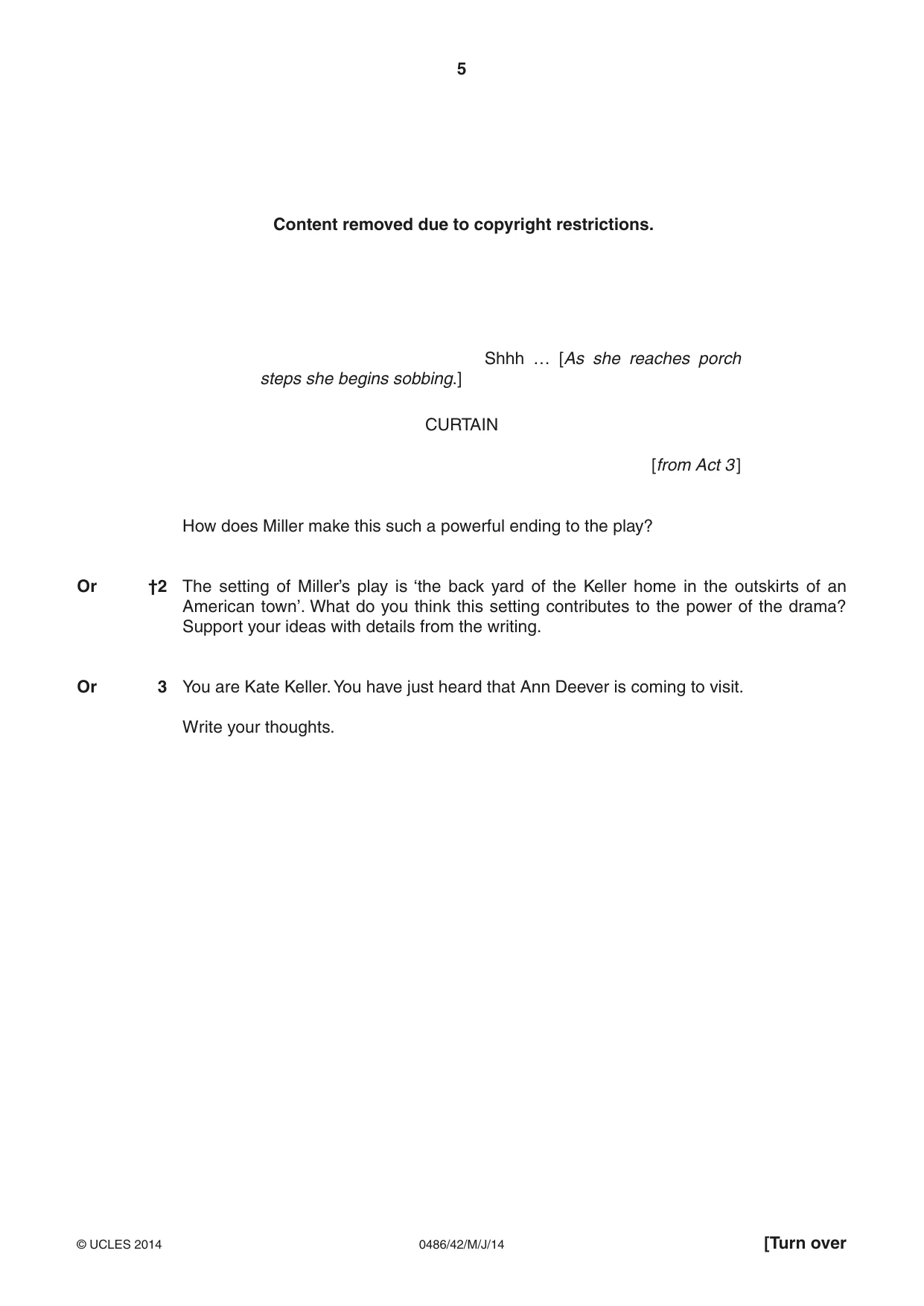Cambridge IGCSE English - Literature 0486 2014 May/June Paper 4 · Variant 2 question paper, page 5 of 28