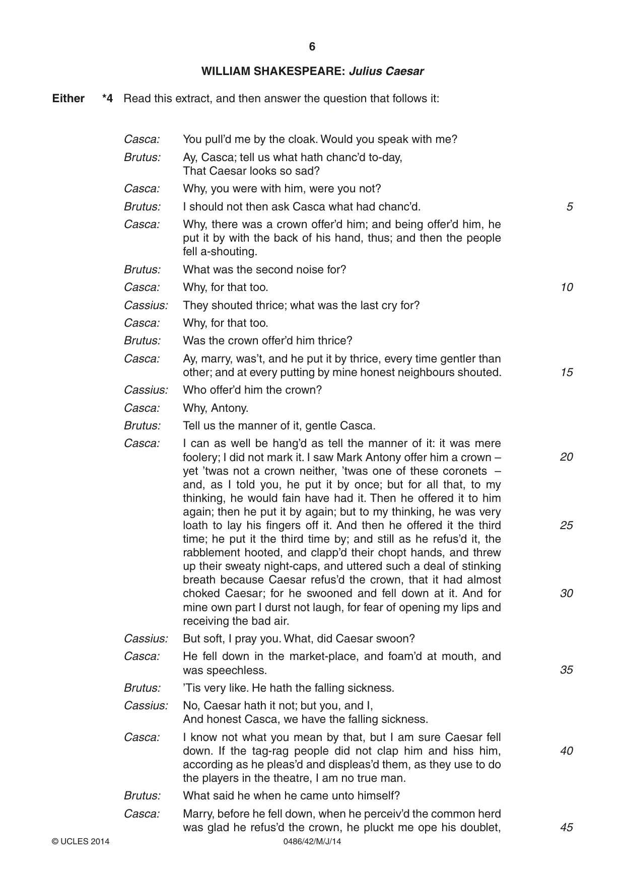 Cambridge IGCSE English - Literature 0486 2014 May/June Paper 4 · Variant 2 question paper, page 6 of 28