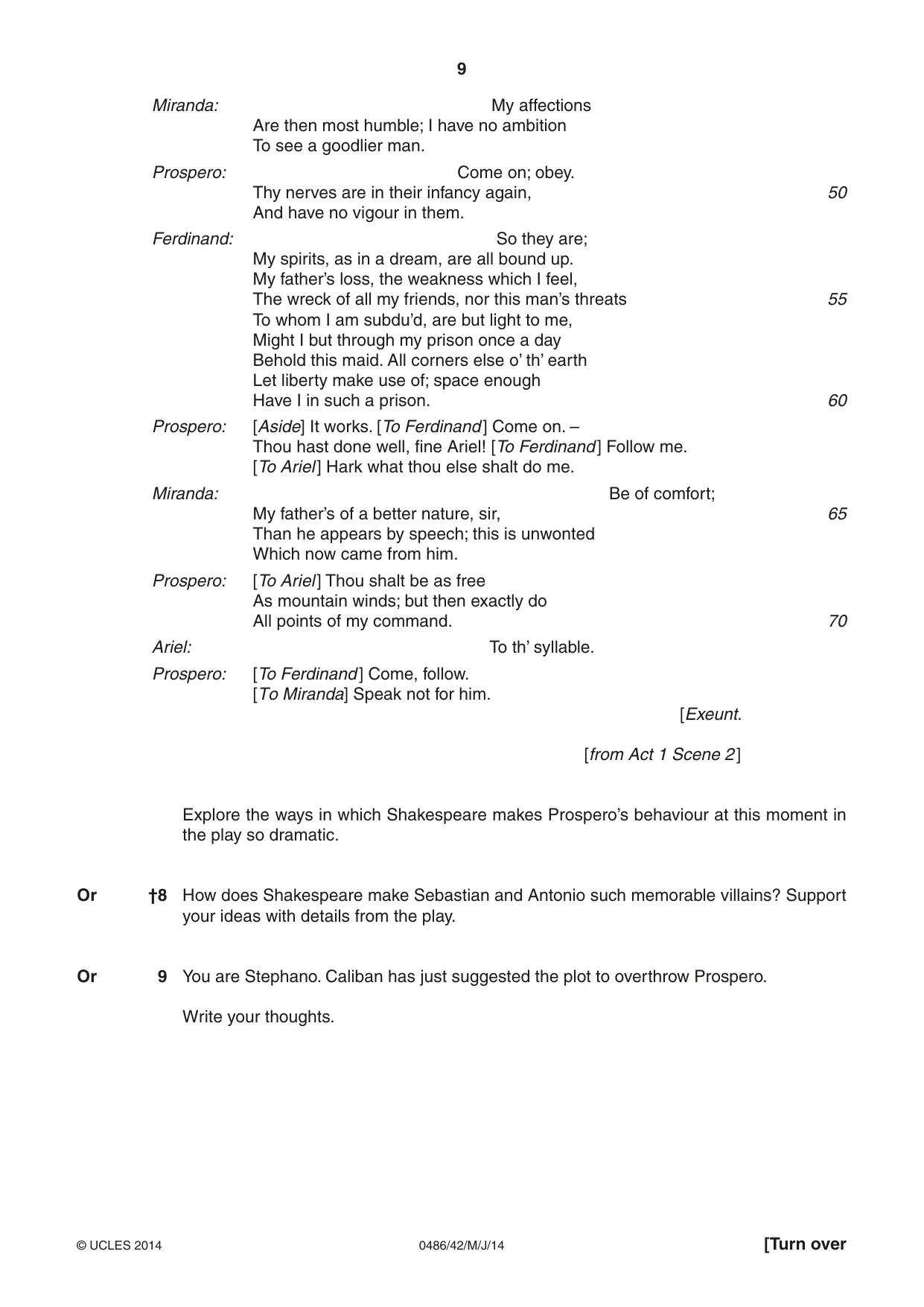Cambridge IGCSE English - Literature 0486 2014 May/June Paper 4 · Variant 2 question paper, page 9 of 28