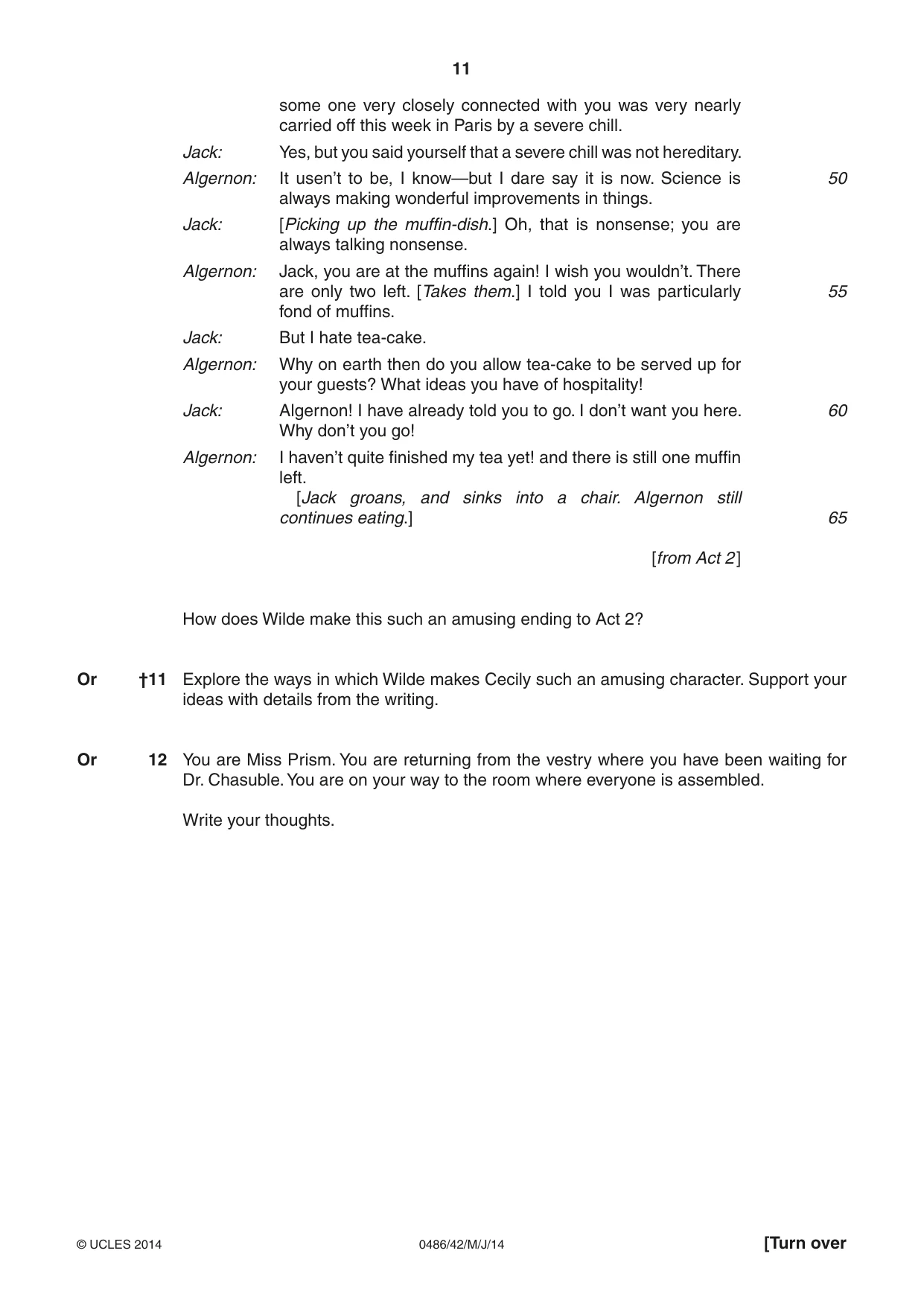 Cambridge IGCSE English - Literature 0486 2014 May/June Paper 4 · Variant 2 question paper, page 11 of 28