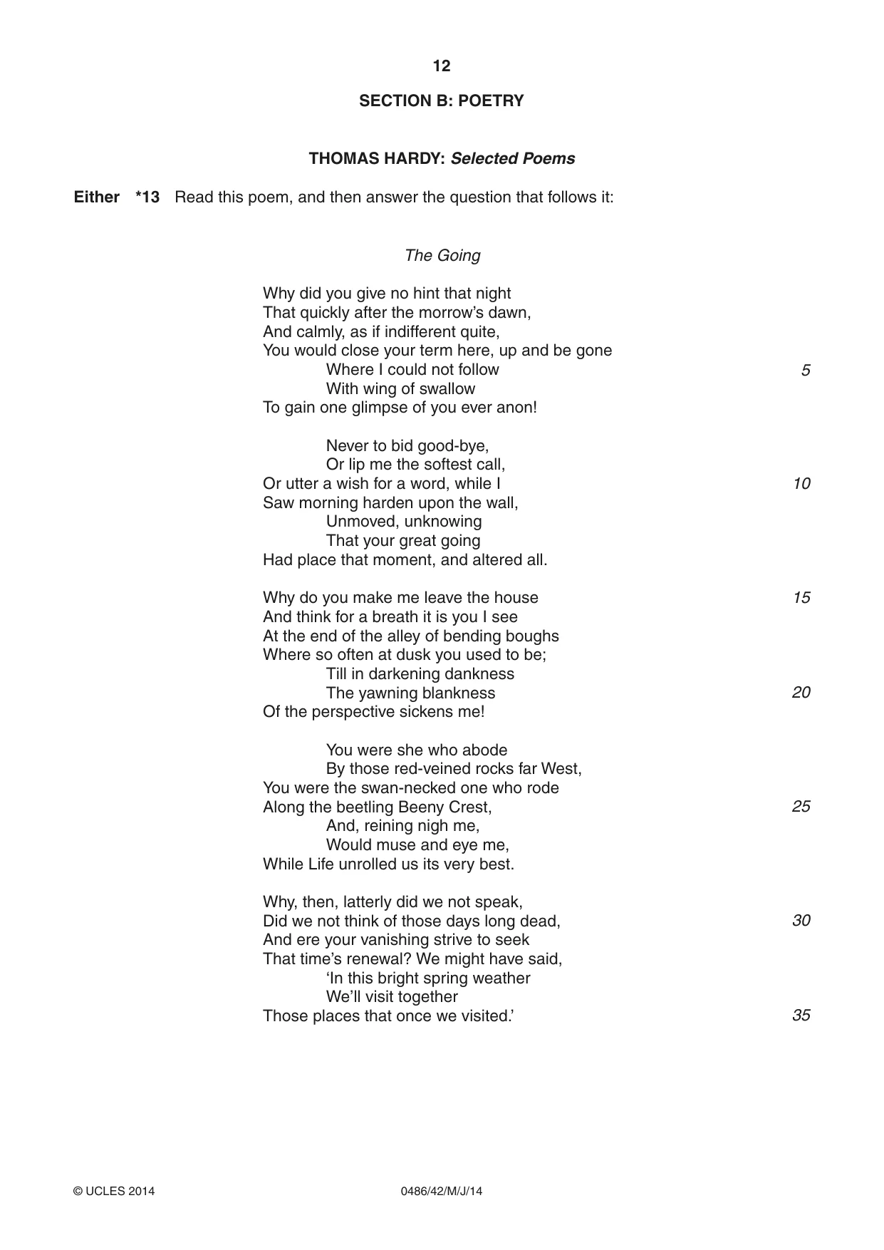 Cambridge IGCSE English - Literature 0486 2014 May/June Paper 4 · Variant 2 question paper, page 12 of 28