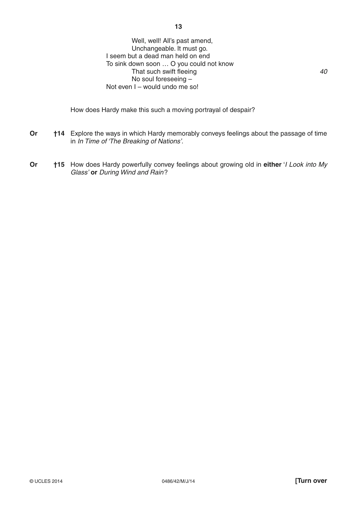 Cambridge IGCSE English - Literature 0486 2014 May/June Paper 4 · Variant 2 question paper, page 13 of 28