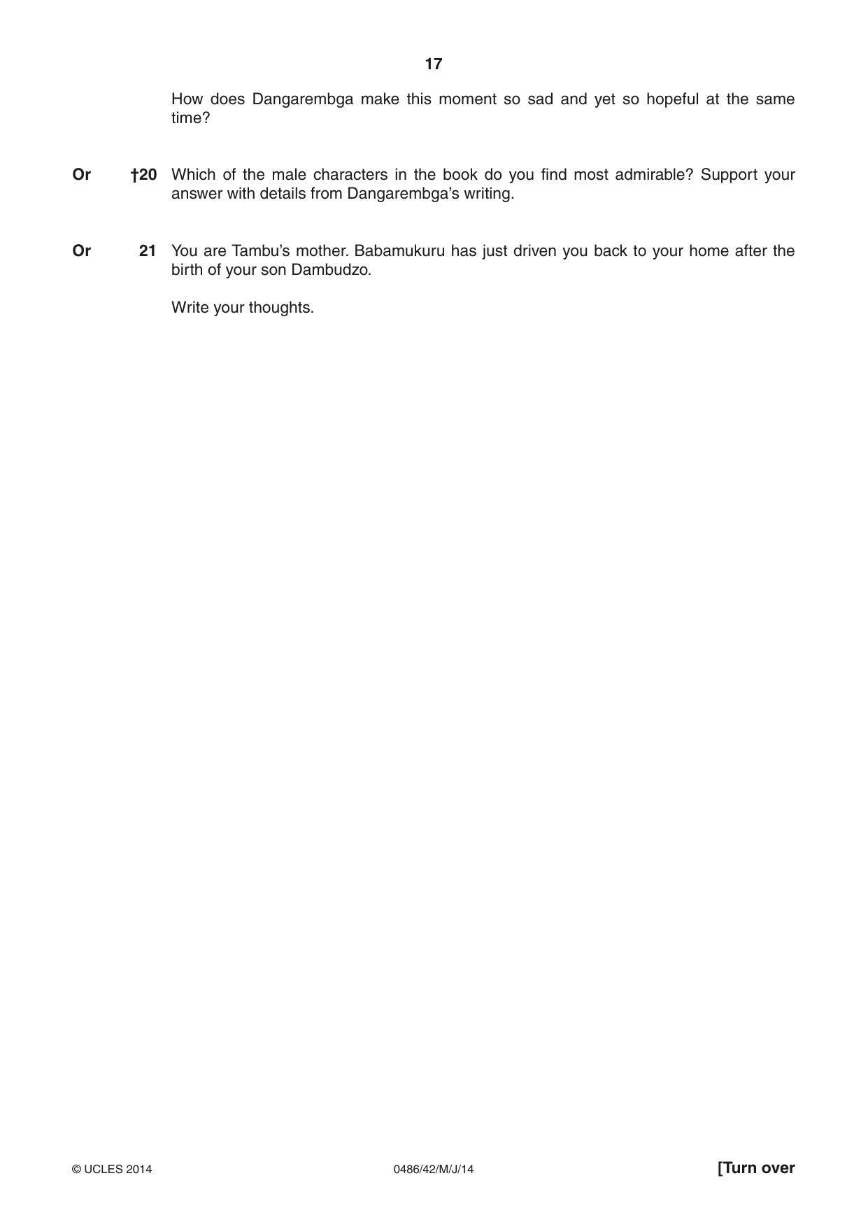 Cambridge IGCSE English - Literature 0486 2014 May/June Paper 4 · Variant 2 question paper, page 17 of 28