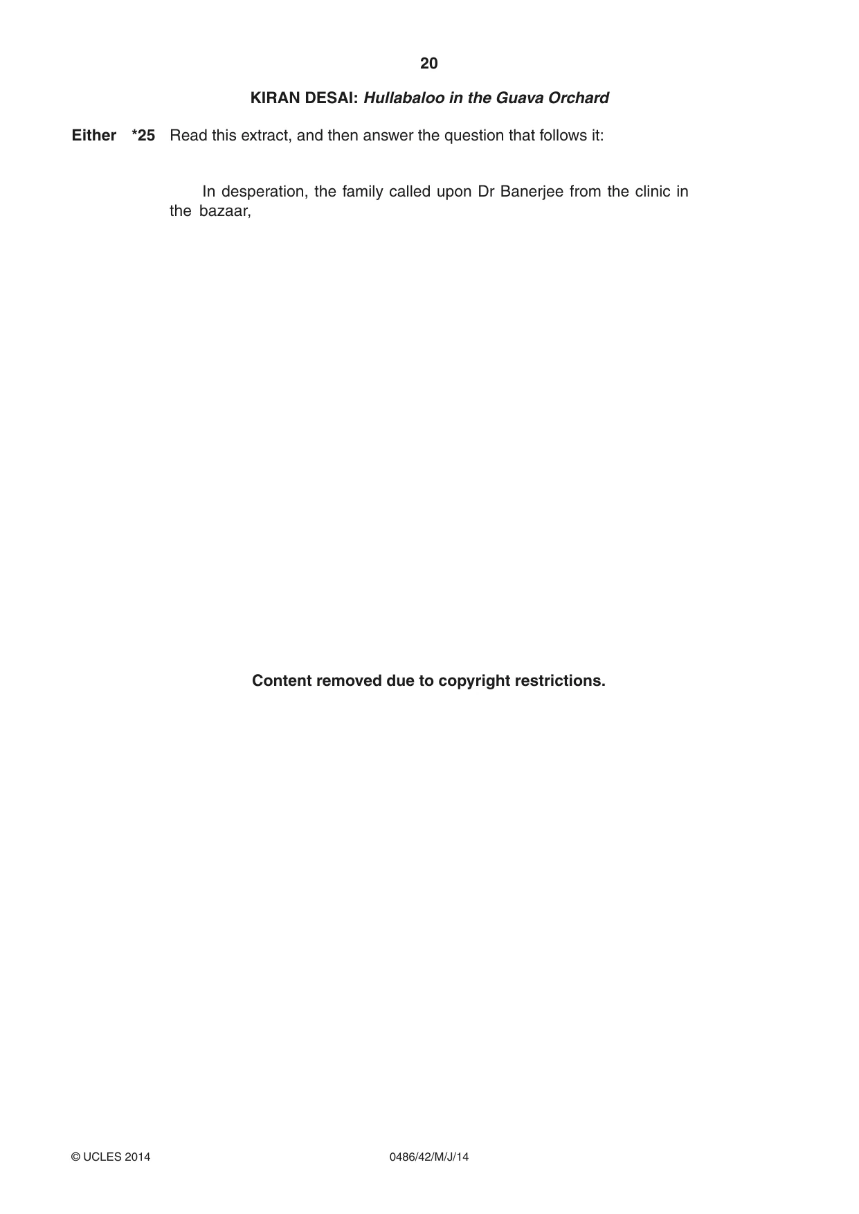 Cambridge IGCSE English - Literature 0486 2014 May/June Paper 4 · Variant 2 question paper, page 20 of 28