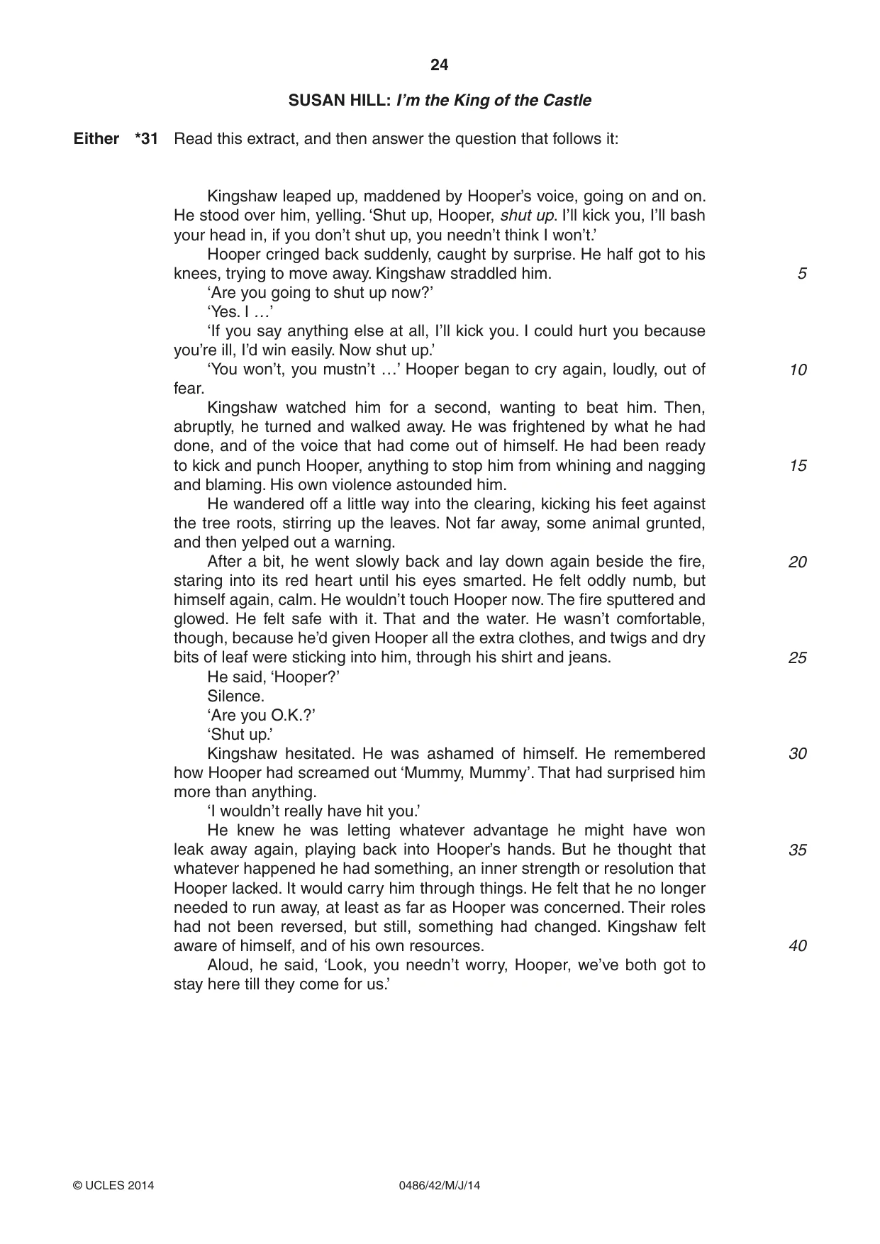 Cambridge IGCSE English - Literature 0486 2014 May/June Paper 4 · Variant 2 question paper, page 24 of 28