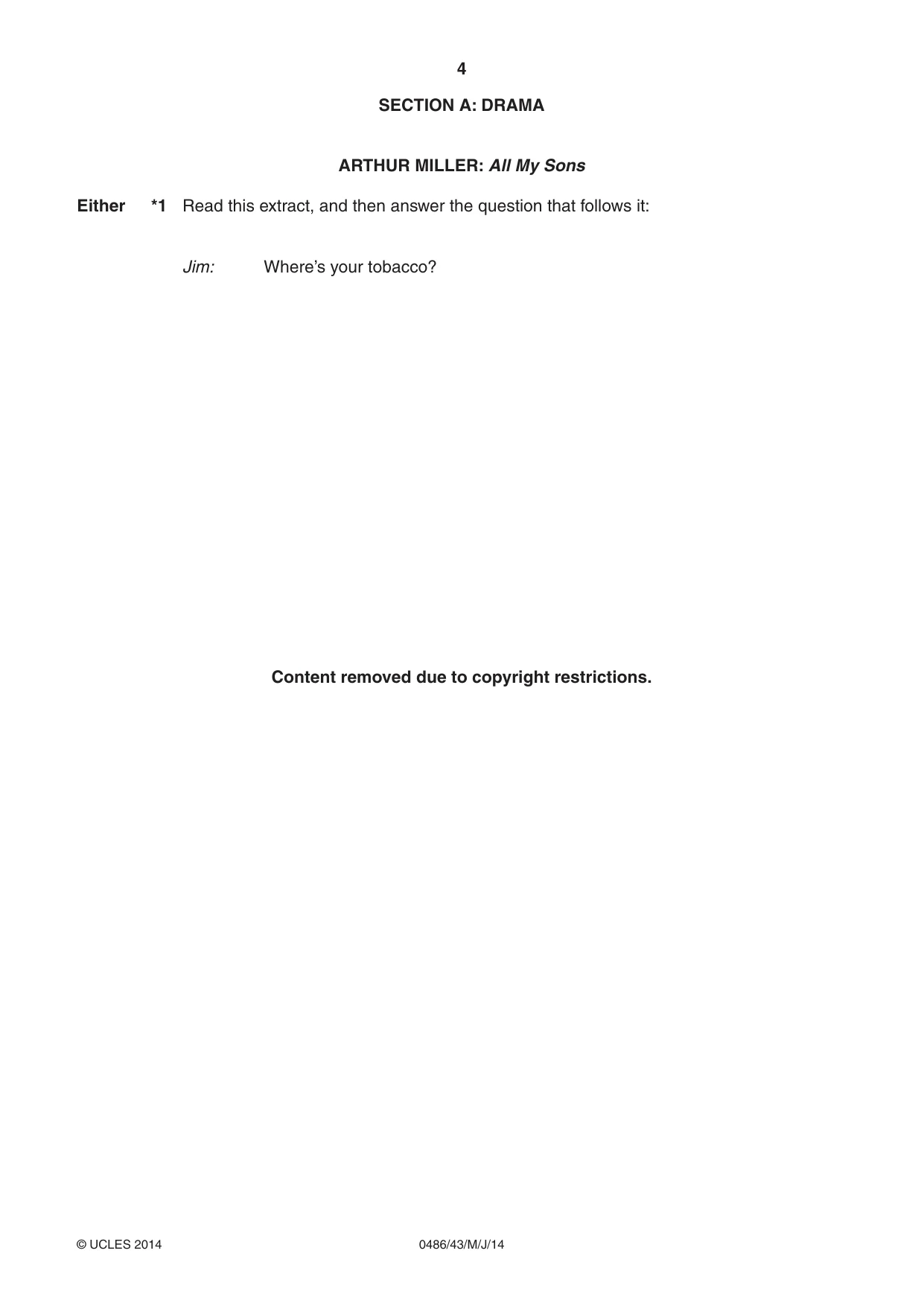 Cambridge IGCSE English - Literature 0486 2014 May/June Paper 4 · Variant 3 question paper, page 4 of 28