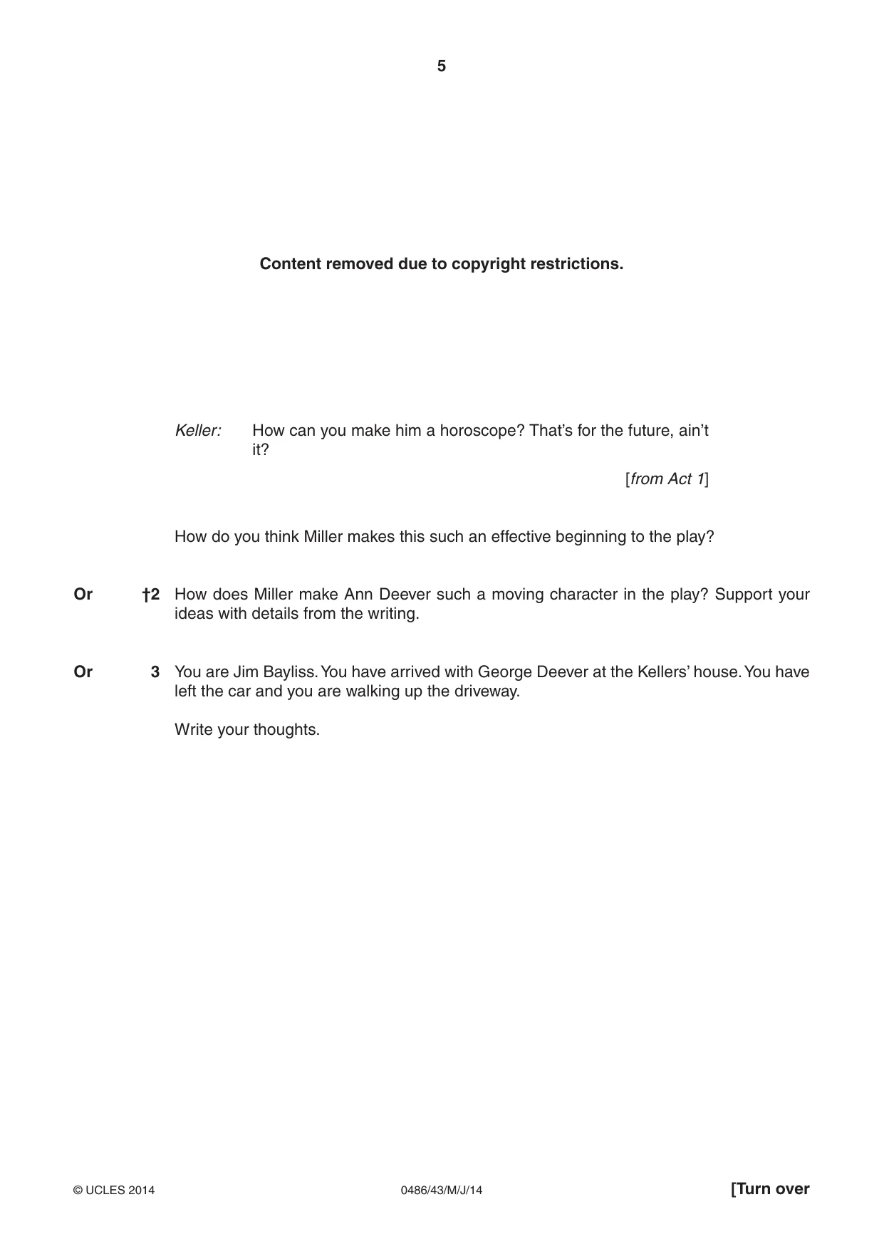 Cambridge IGCSE English - Literature 0486 2014 May/June Paper 4 · Variant 3 question paper, page 5 of 28