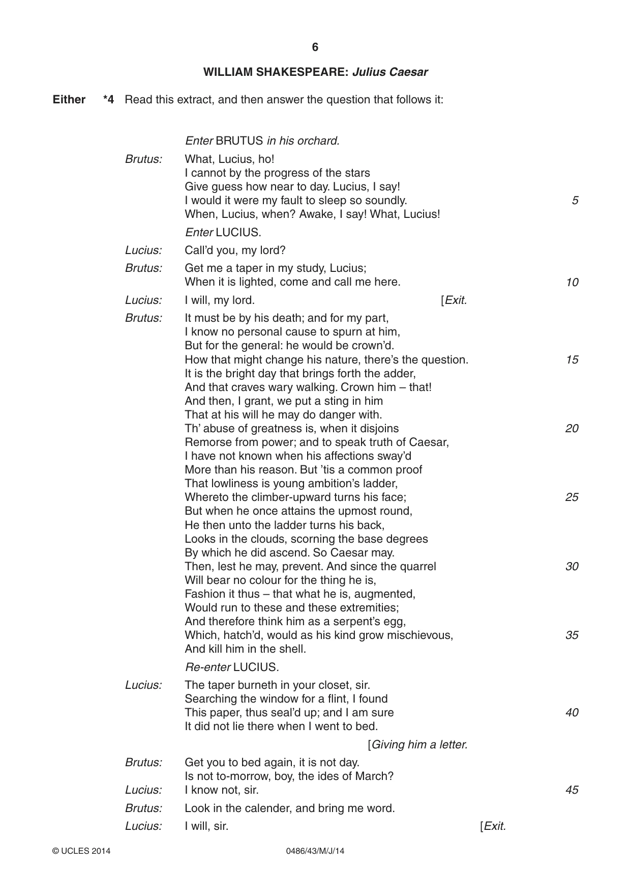 Cambridge IGCSE English - Literature 0486 2014 May/June Paper 4 · Variant 3 question paper, page 6 of 28