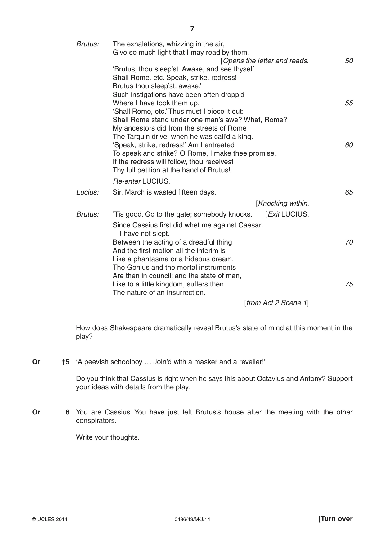 Cambridge IGCSE English - Literature 0486 2014 May/June Paper 4 · Variant 3 question paper, page 7 of 28
