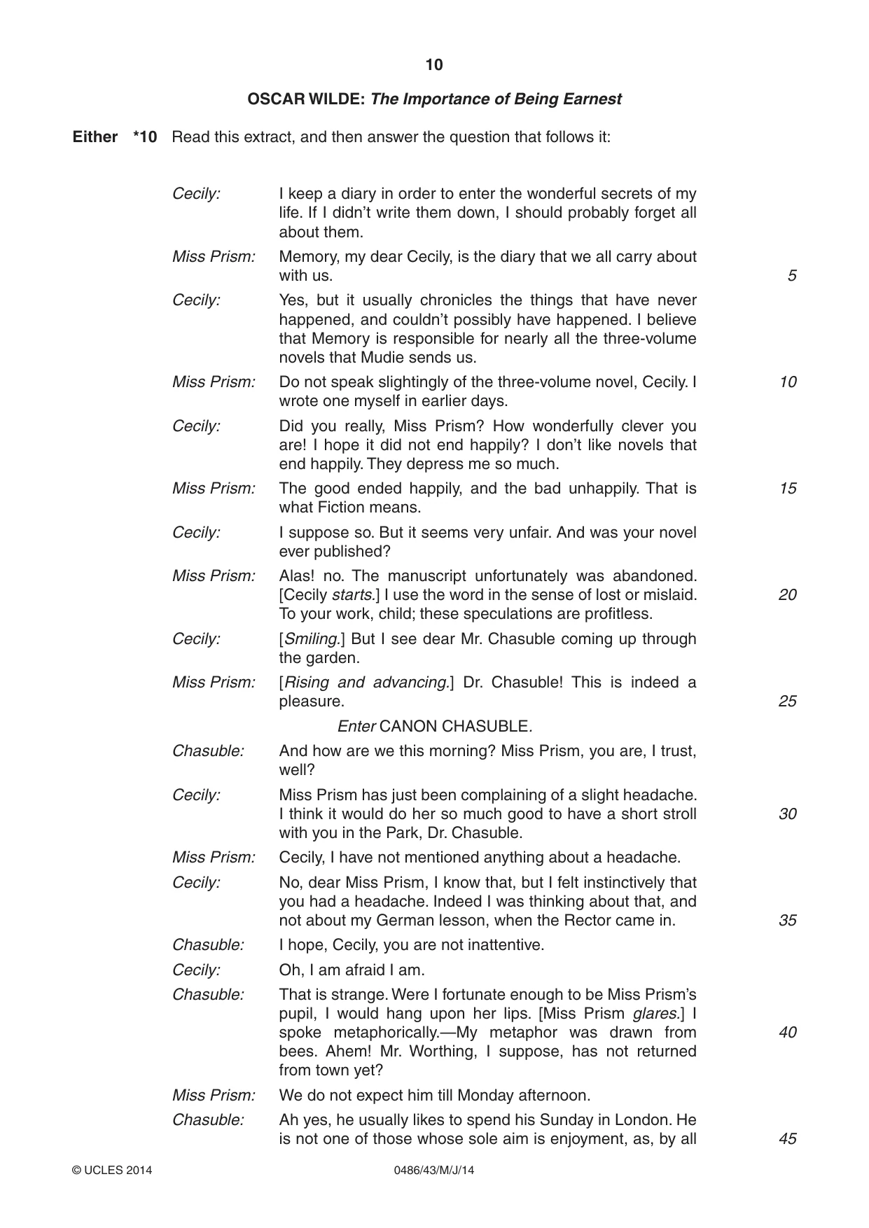 Cambridge IGCSE English - Literature 0486 2014 May/June Paper 4 · Variant 3 question paper, page 10 of 28