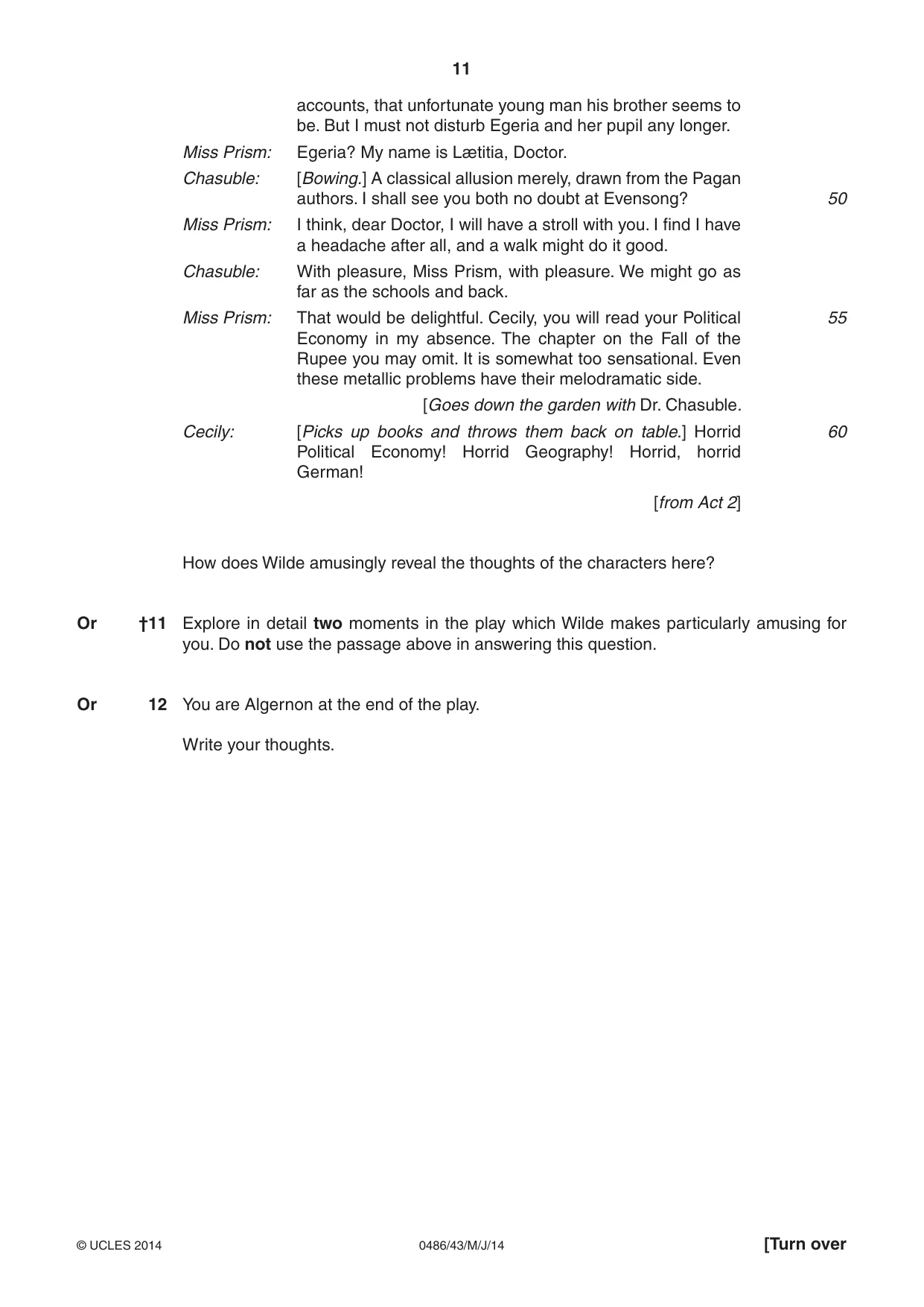 Cambridge IGCSE English - Literature 0486 2014 May/June Paper 4 · Variant 3 question paper, page 11 of 28