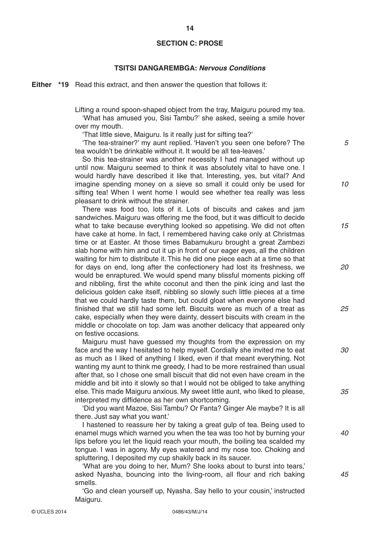 Cambridge IGCSE English - Literature 0486 2014 May/June Paper 4 · Variant 3 question paper, page 14 of 28