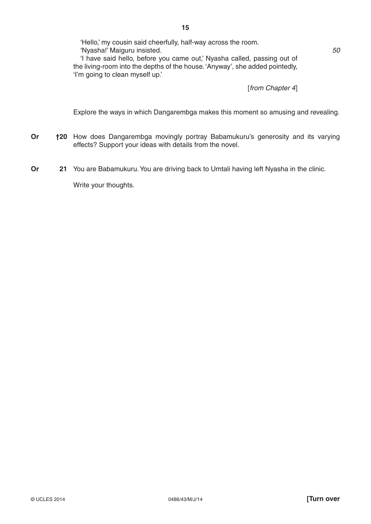 Cambridge IGCSE English - Literature 0486 2014 May/June Paper 4 · Variant 3 question paper, page 15 of 28