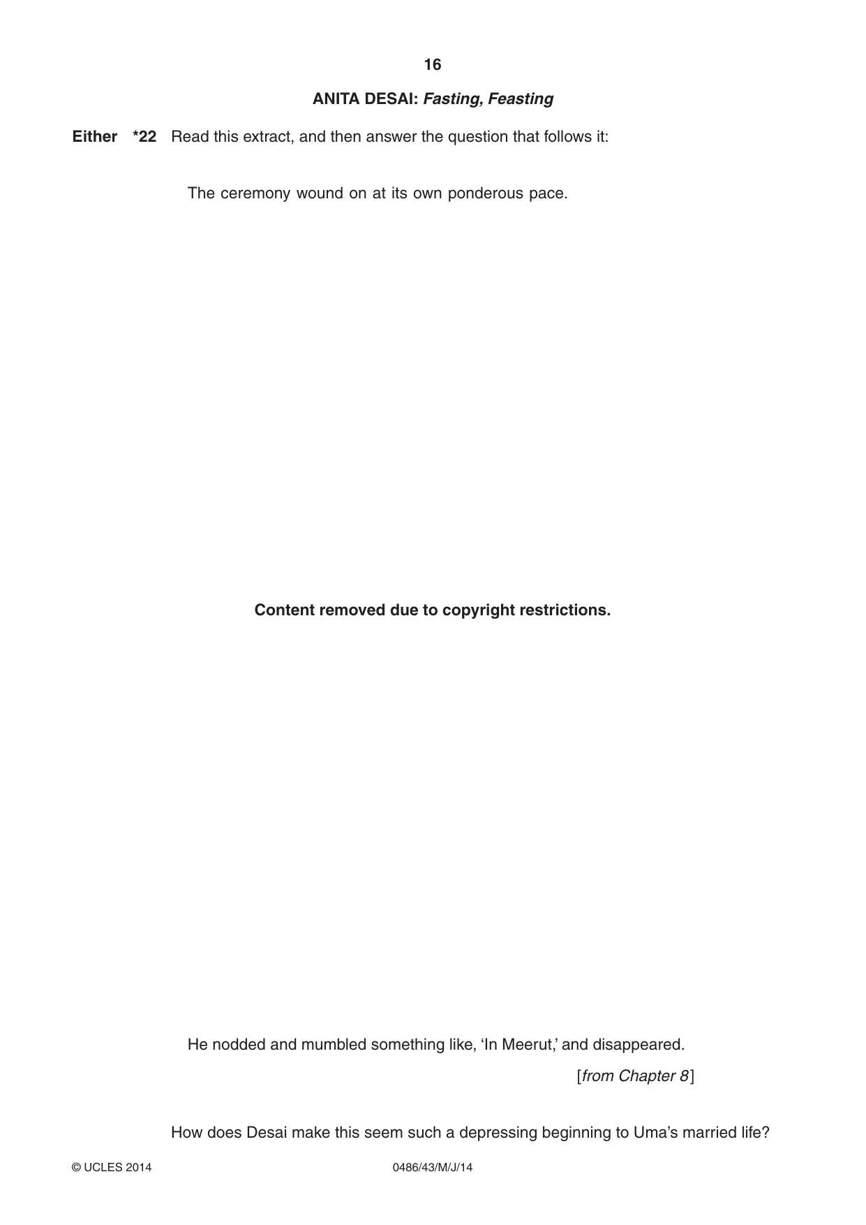 Cambridge IGCSE English - Literature 0486 2014 May/June Paper 4 · Variant 3 question paper, page 16 of 28