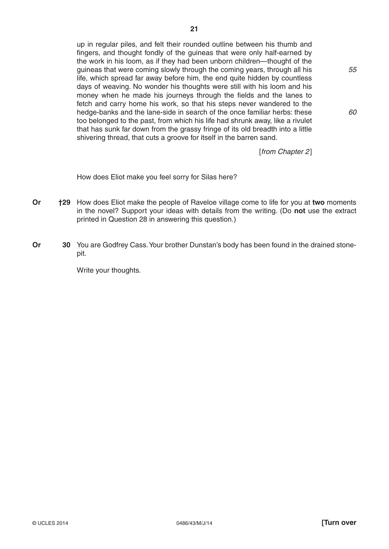 Cambridge IGCSE English - Literature 0486 2014 May/June Paper 4 · Variant 3 question paper, page 21 of 28