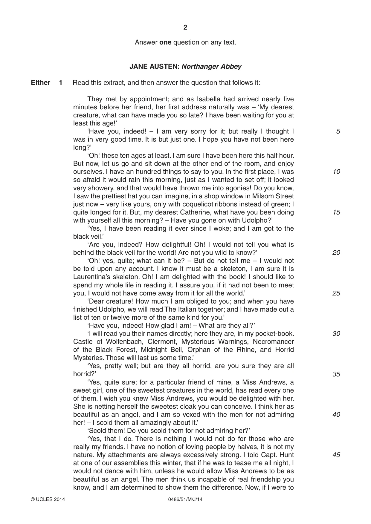 Cambridge IGCSE English - Literature 0486 2014 May/June Paper 5 · Variant 1 question paper, page 2 of 16