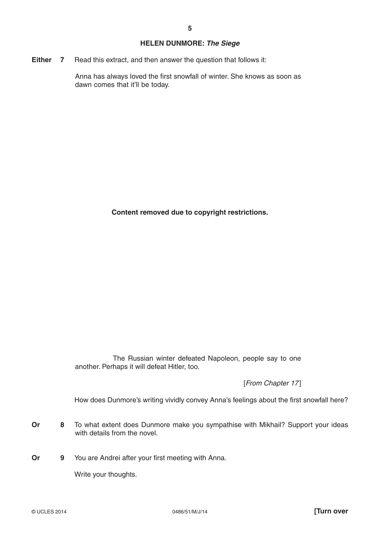 Cambridge IGCSE English - Literature 0486 2014 May/June Paper 5 · Variant 1 question paper, page 5 of 16