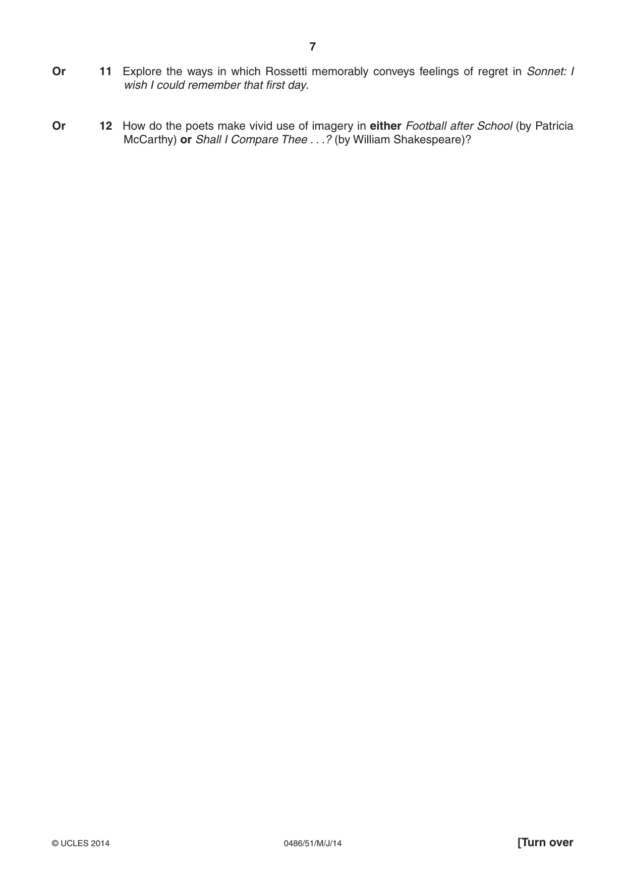 Cambridge IGCSE English - Literature 0486 2014 May/June Paper 5 · Variant 1 question paper, page 7 of 16