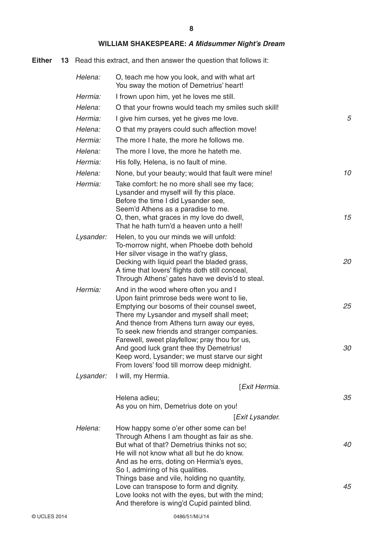 Cambridge IGCSE English - Literature 0486 2014 May/June Paper 5 · Variant 1 question paper, page 8 of 16