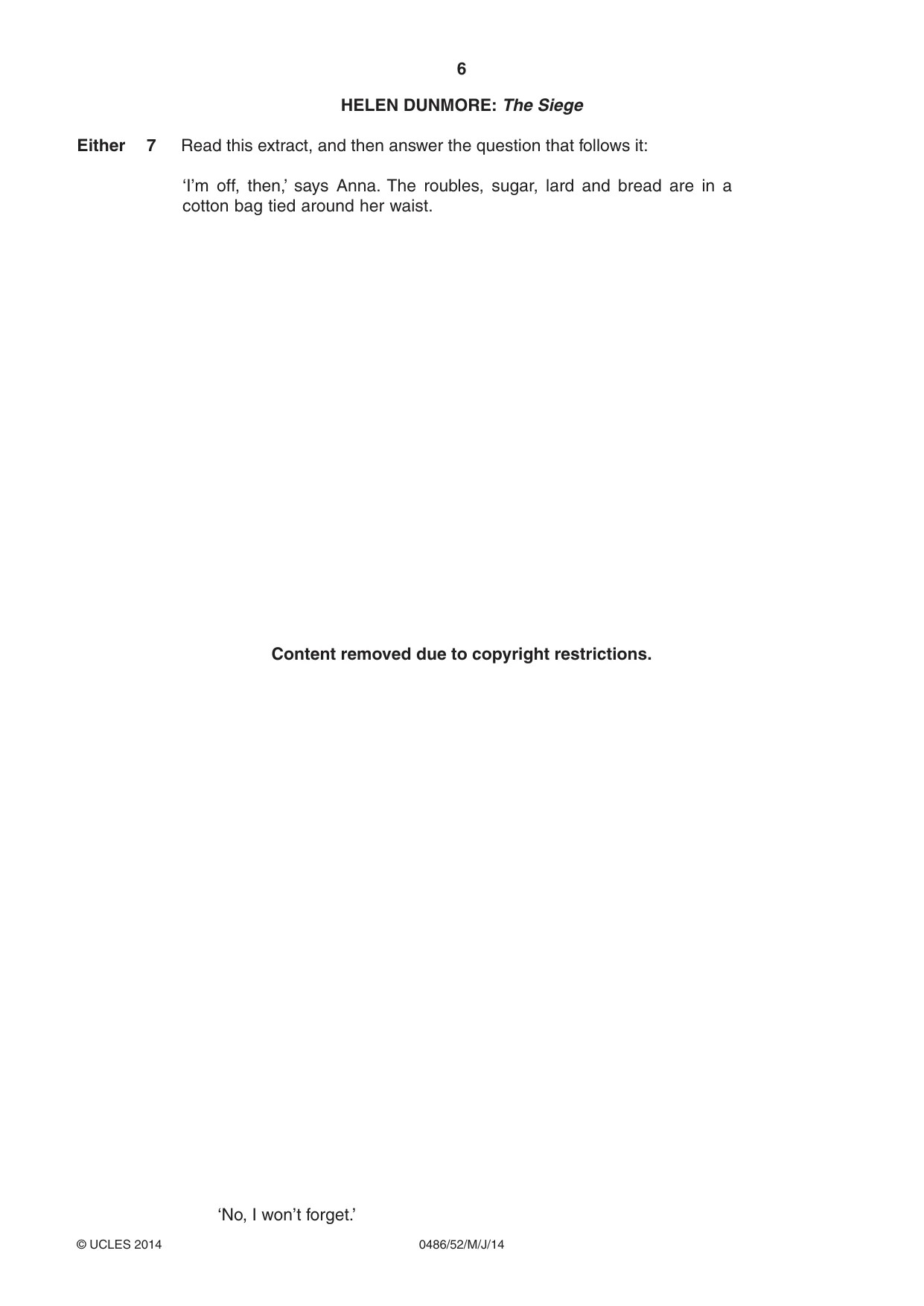 Cambridge IGCSE English - Literature 0486 2014 May/June Paper 5 · Variant 2 question paper, page 6 of 16