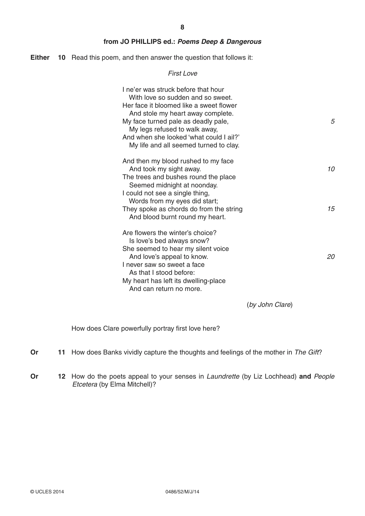 Cambridge IGCSE English - Literature 0486 2014 May/June Paper 5 · Variant 2 question paper, page 8 of 16