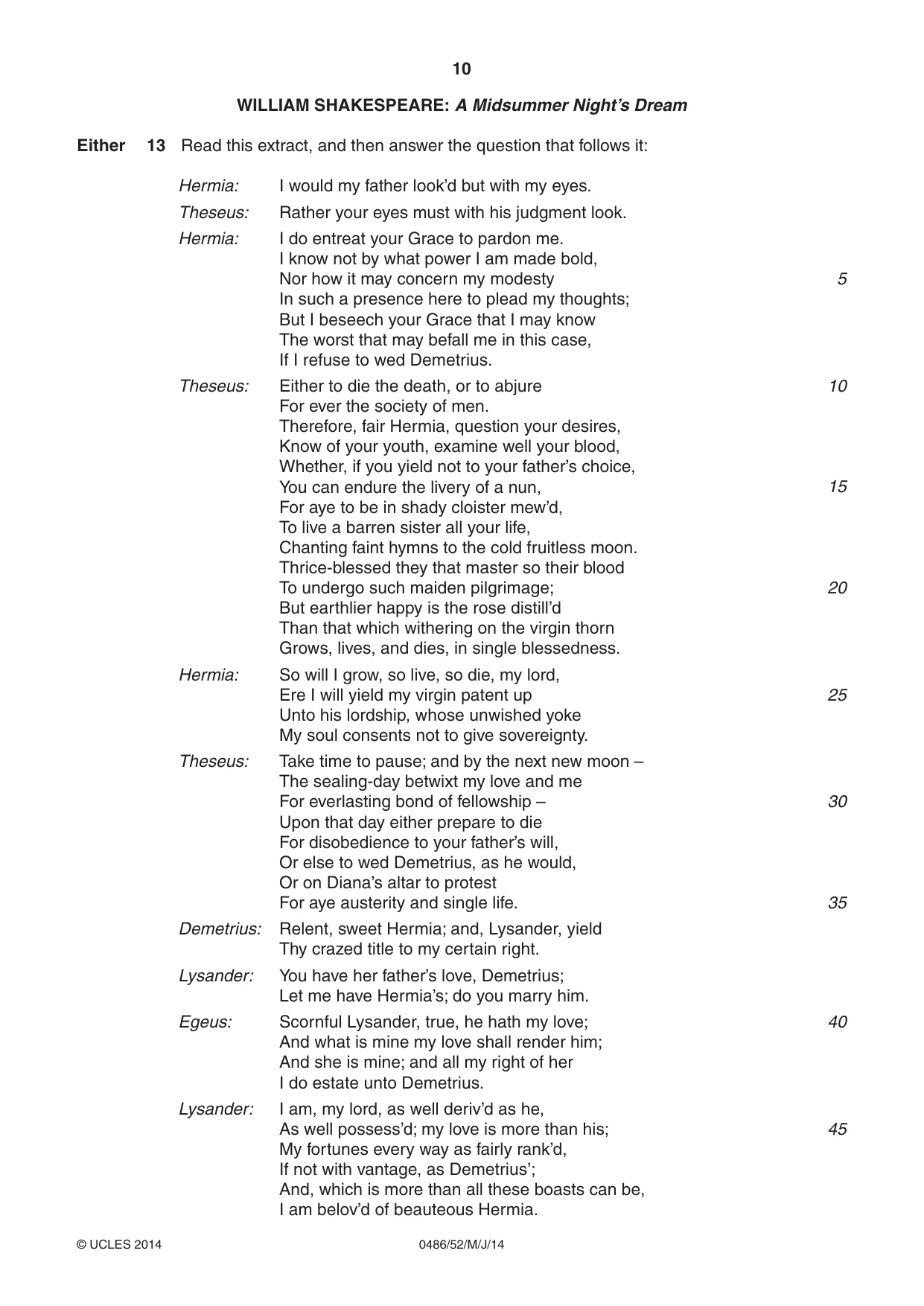 Cambridge IGCSE English - Literature 0486 2014 May/June Paper 5 · Variant 2 question paper, page 10 of 16